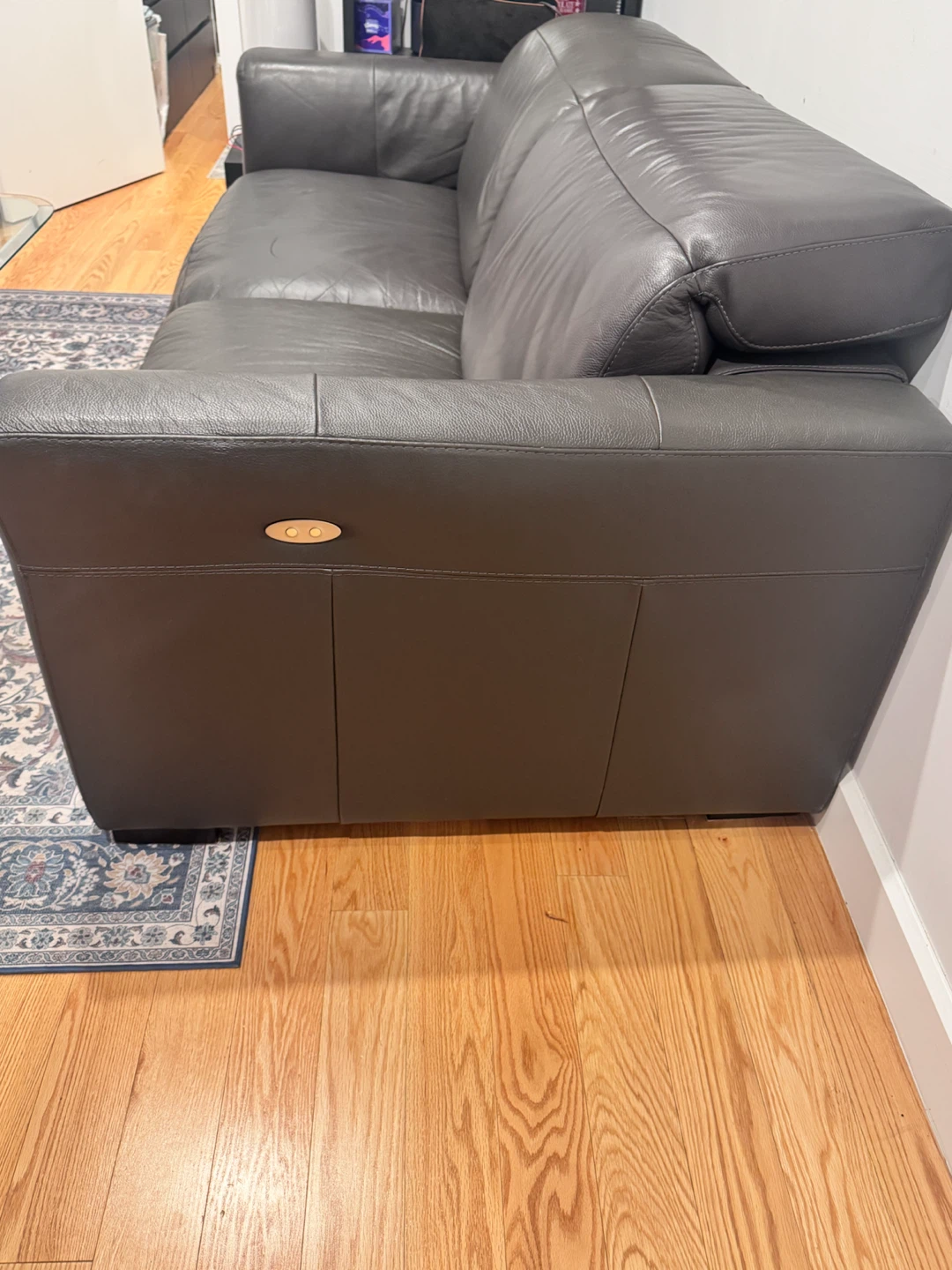 Gray Leather Sofa - photo 3