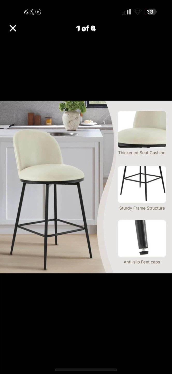 Set of 2 Swivel Counter Height Stools - Cream