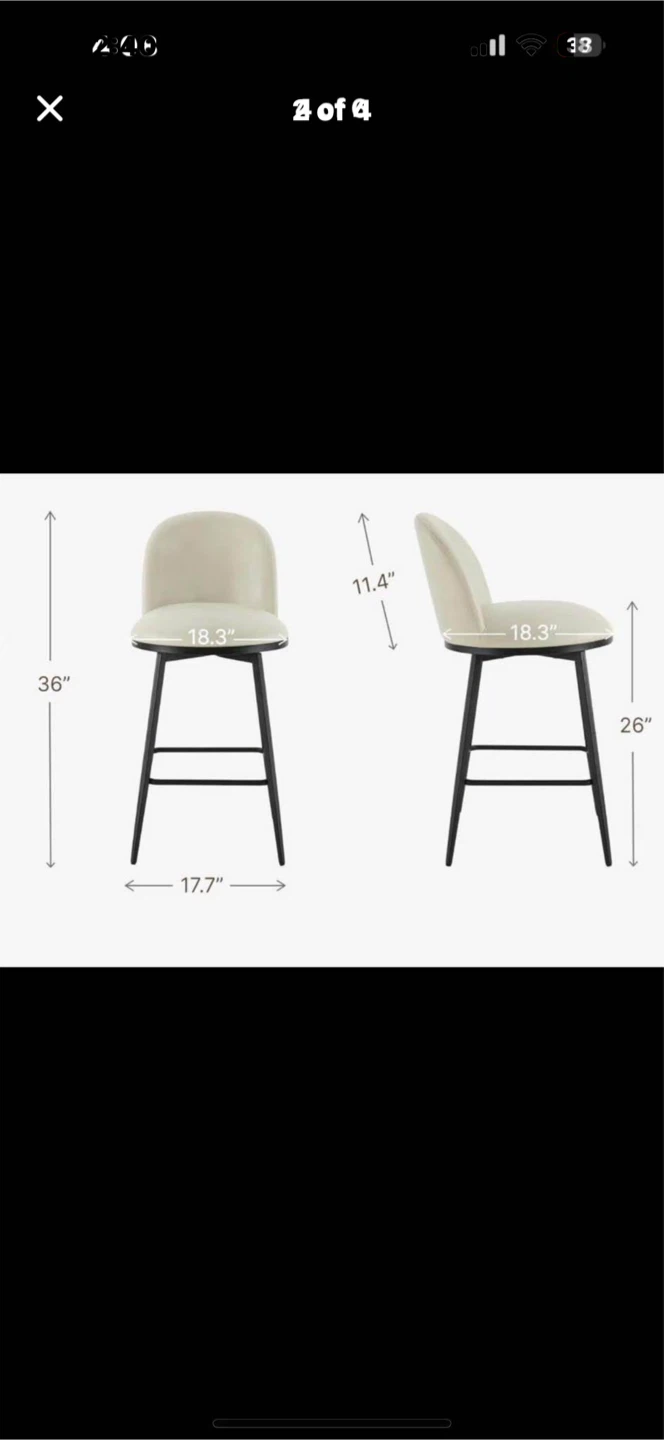 Set of 2 Swivel Counter Height Stools - Cream - photo 2