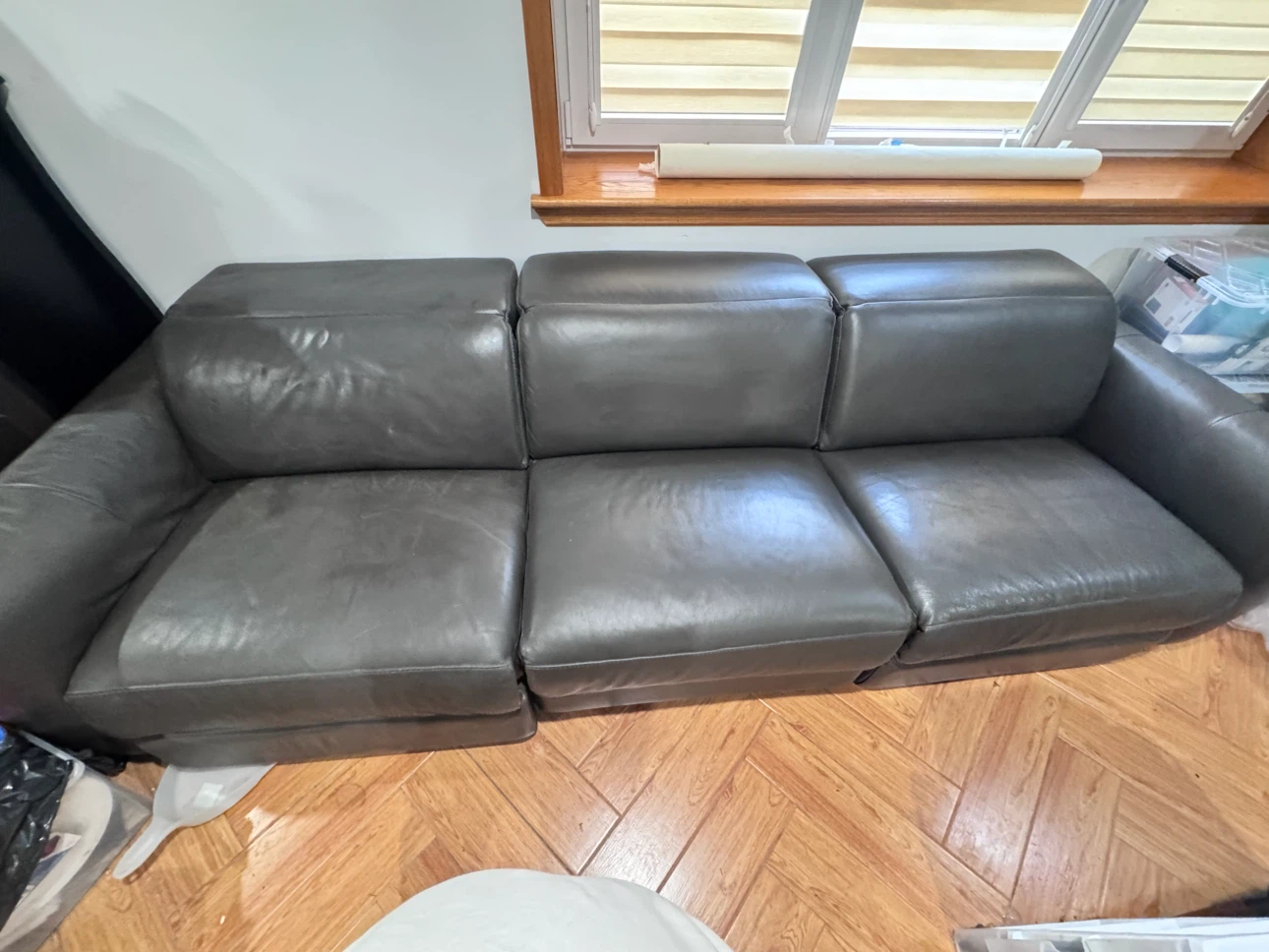 Gray Leather Sofa