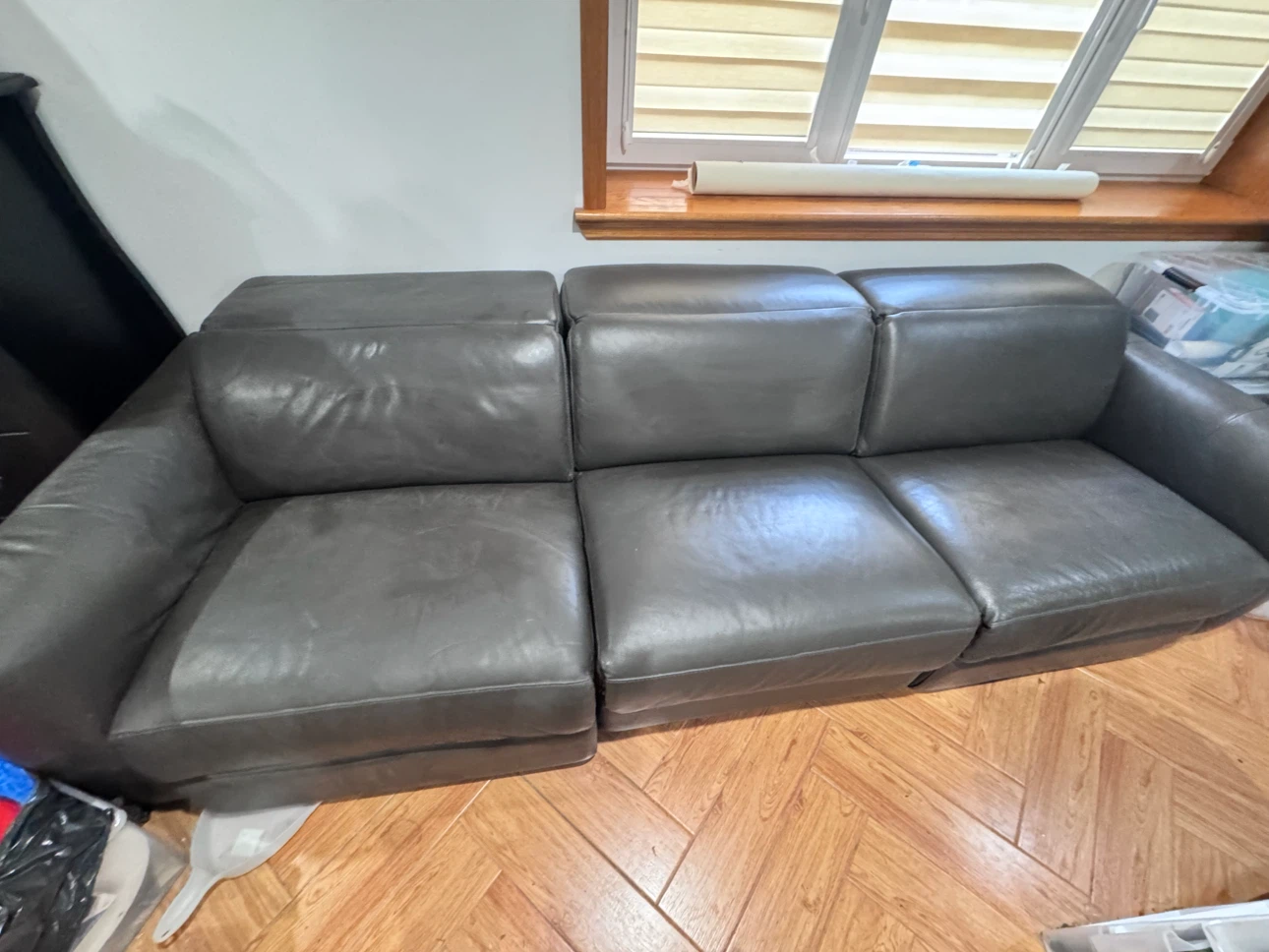 Gray Leather Sofa - photo 4
