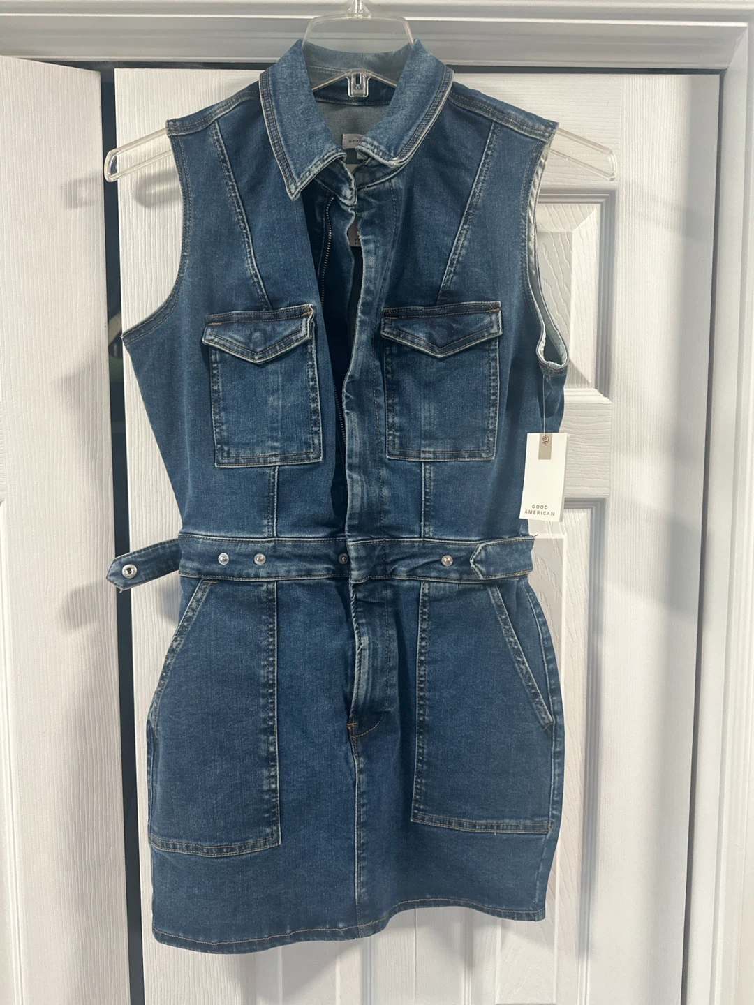 New Good American Denim Sleeveless Dress
