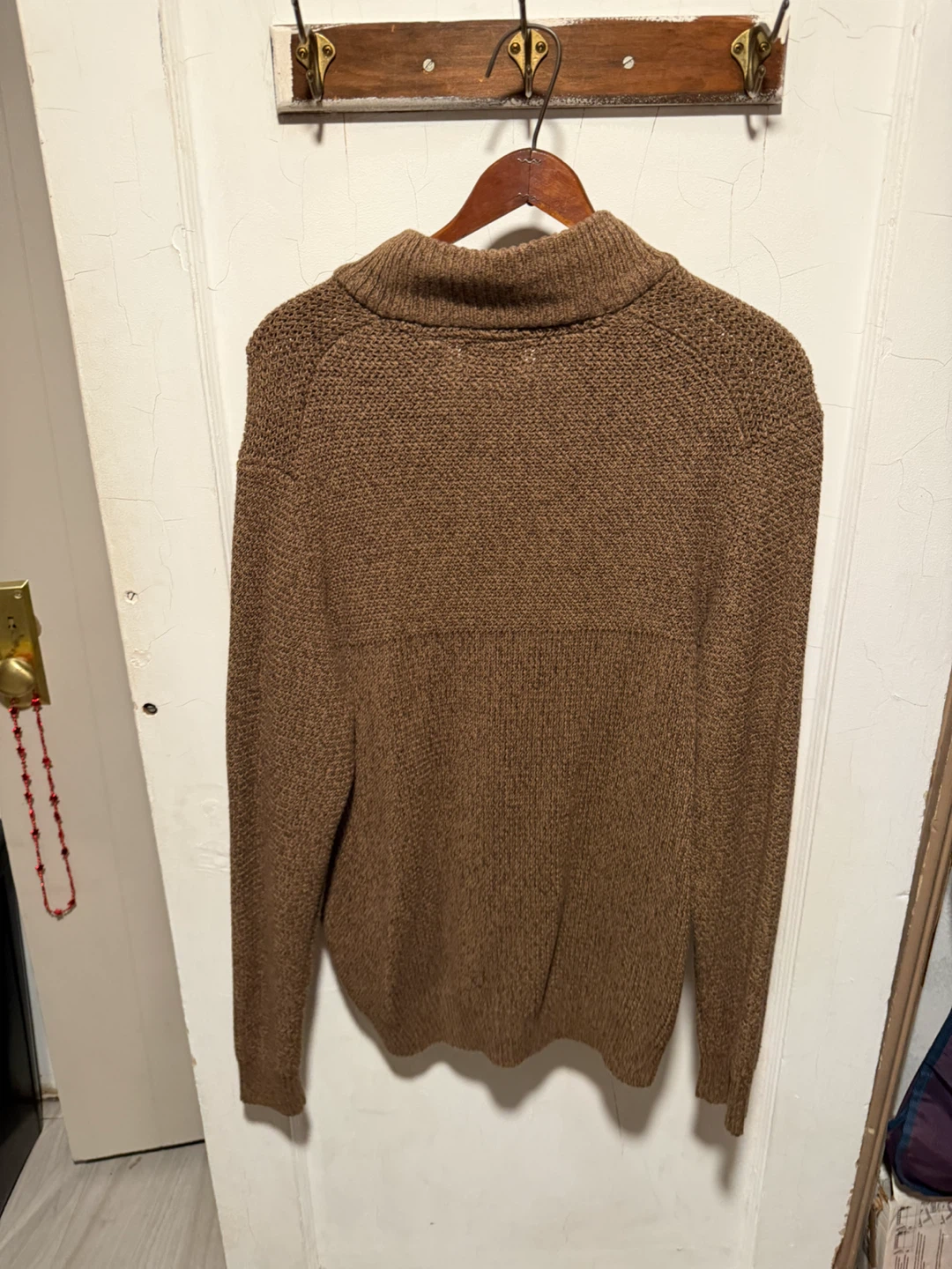 Brown Knit Sweater with Sherpa Collar - Size L - photo 4