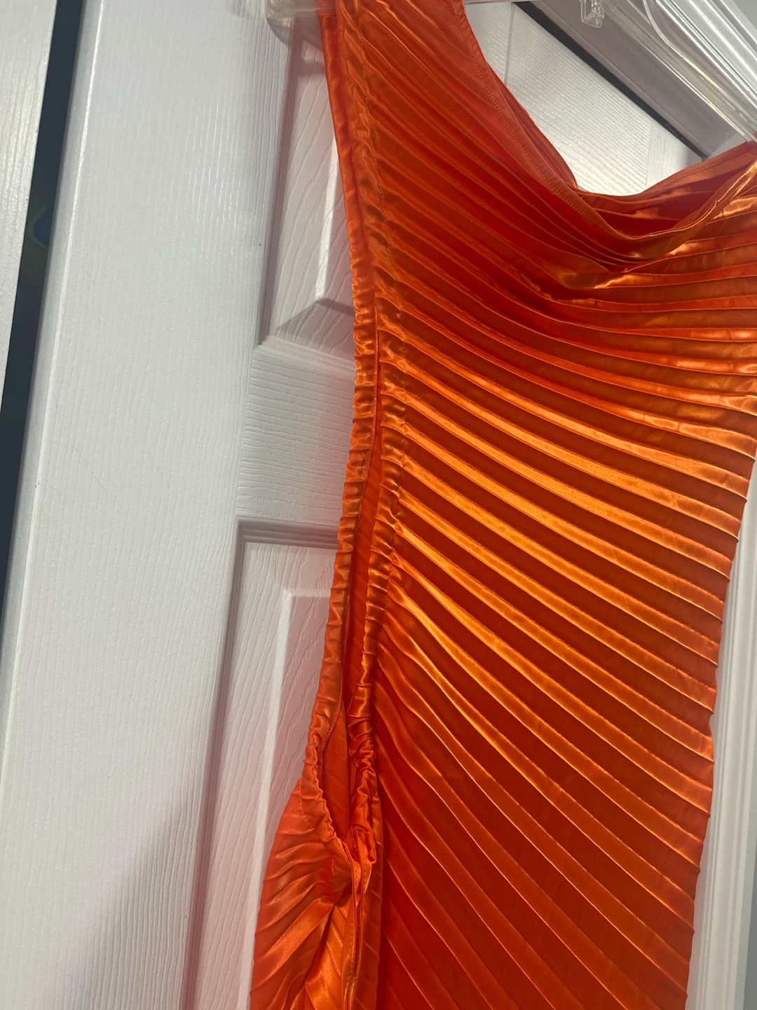 New satin Commense Orange Pleated Dress - photo 3