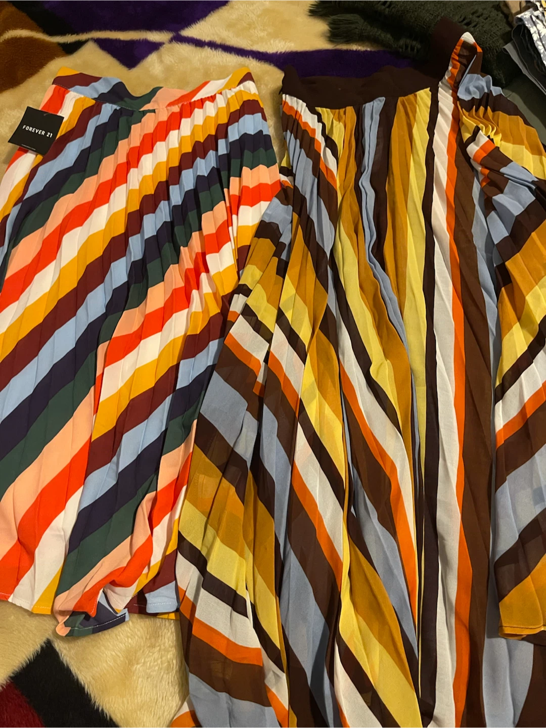 Forever 21 Pleated Striped Maxi Skirts