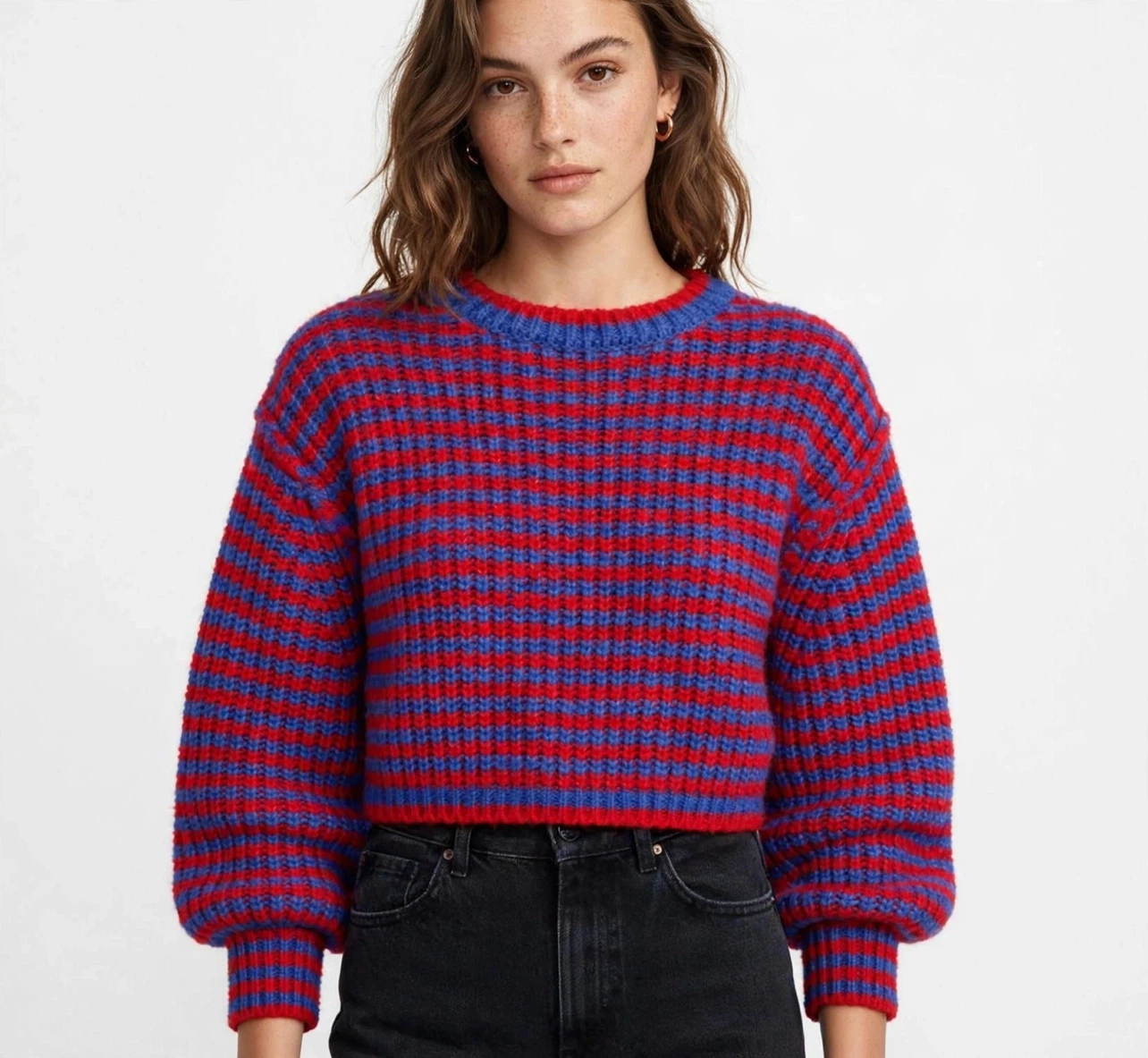 Zara Stripe Knit Sweater Alpaca Wool