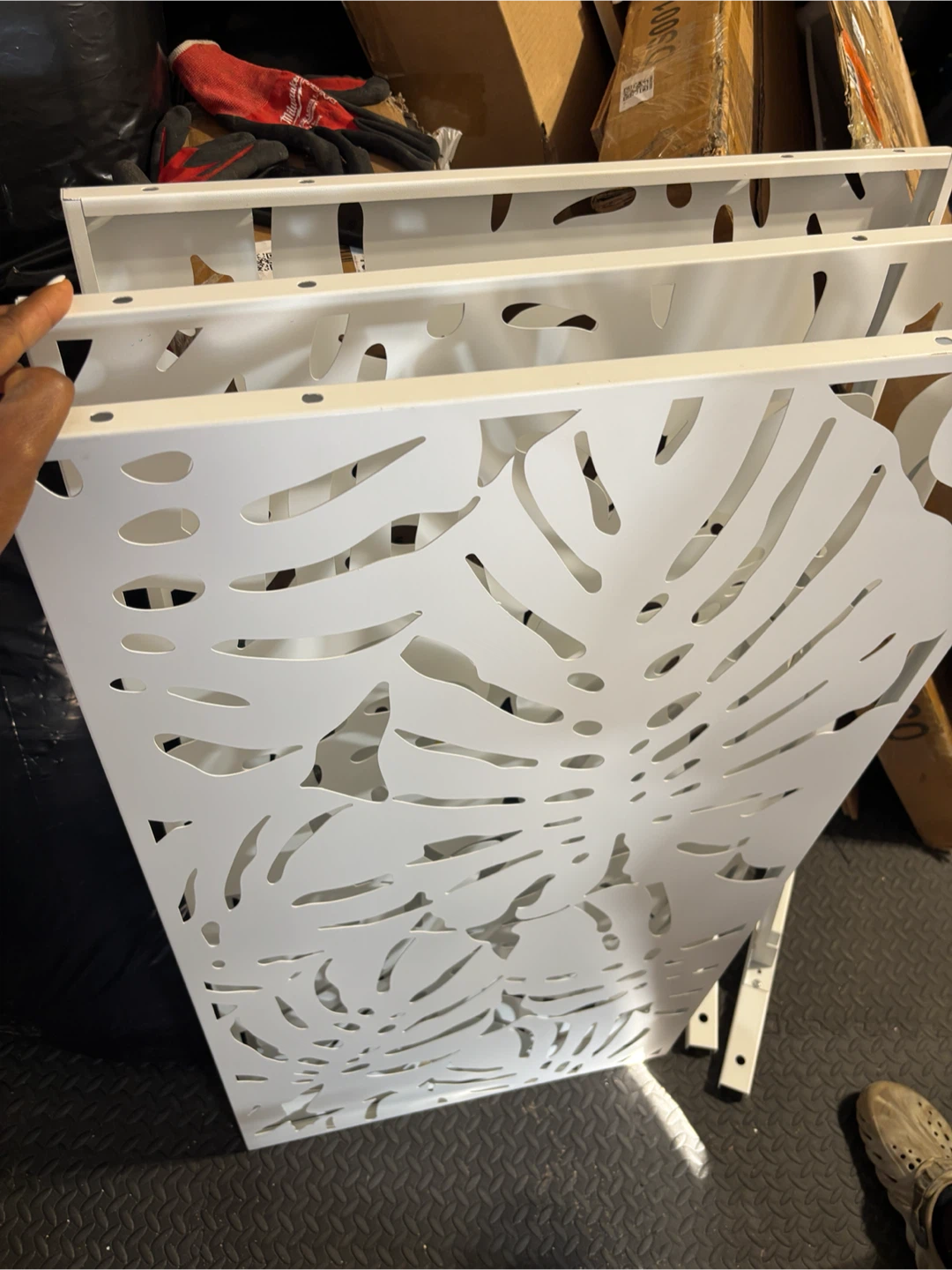 White Privacy Screen - Monstera Pattern and flower pattern - photo 2