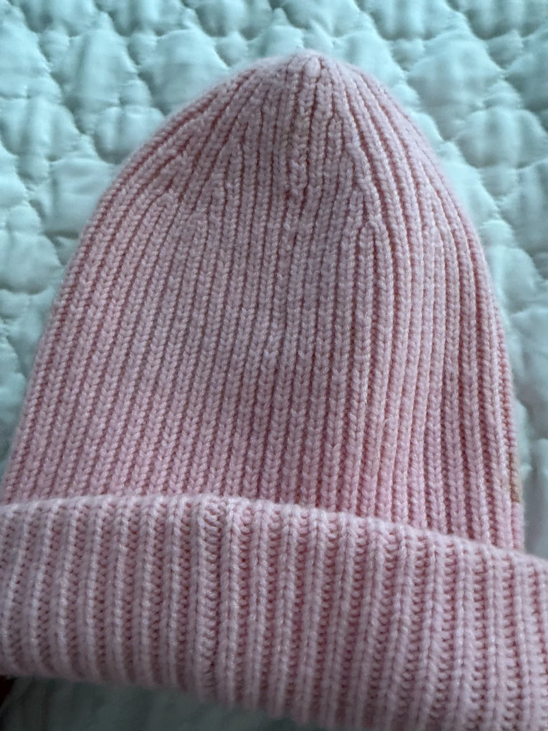 The Super Puff Pink Ribbed Knit Beanie OS - photo 3
