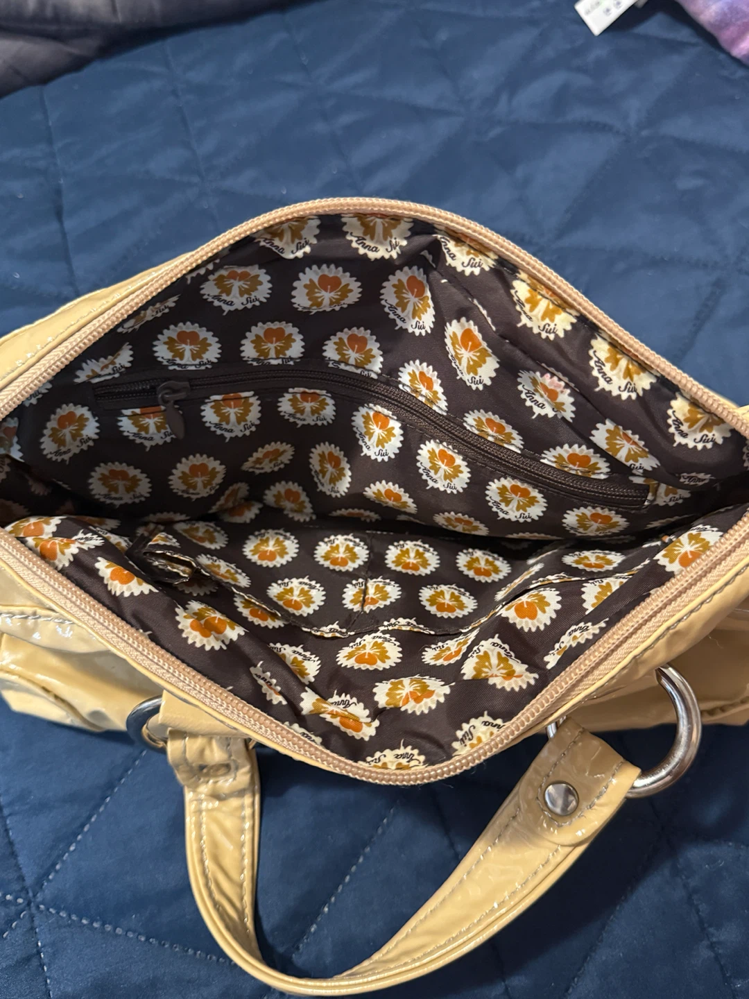 Vintage Anna Sui Patent Leather Handbag - Beige - photo 3