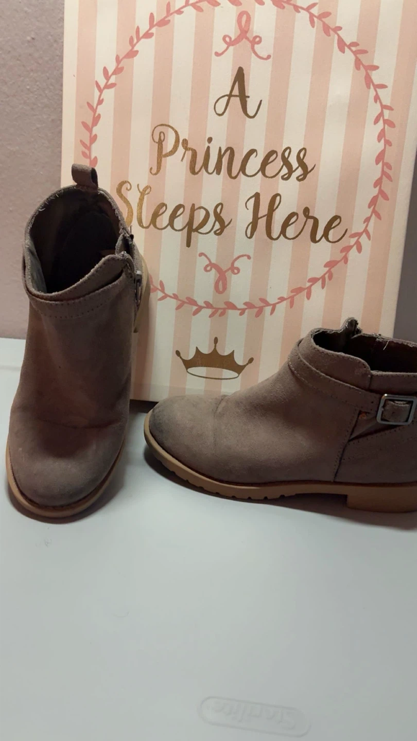Gray Faux Suede Ankle Boots