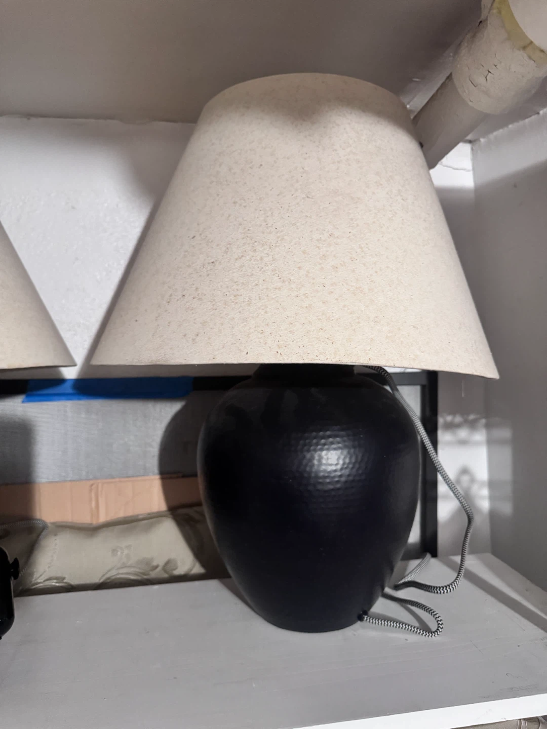 Black Ceramic Table Lamp with Beige Shade - photo 3