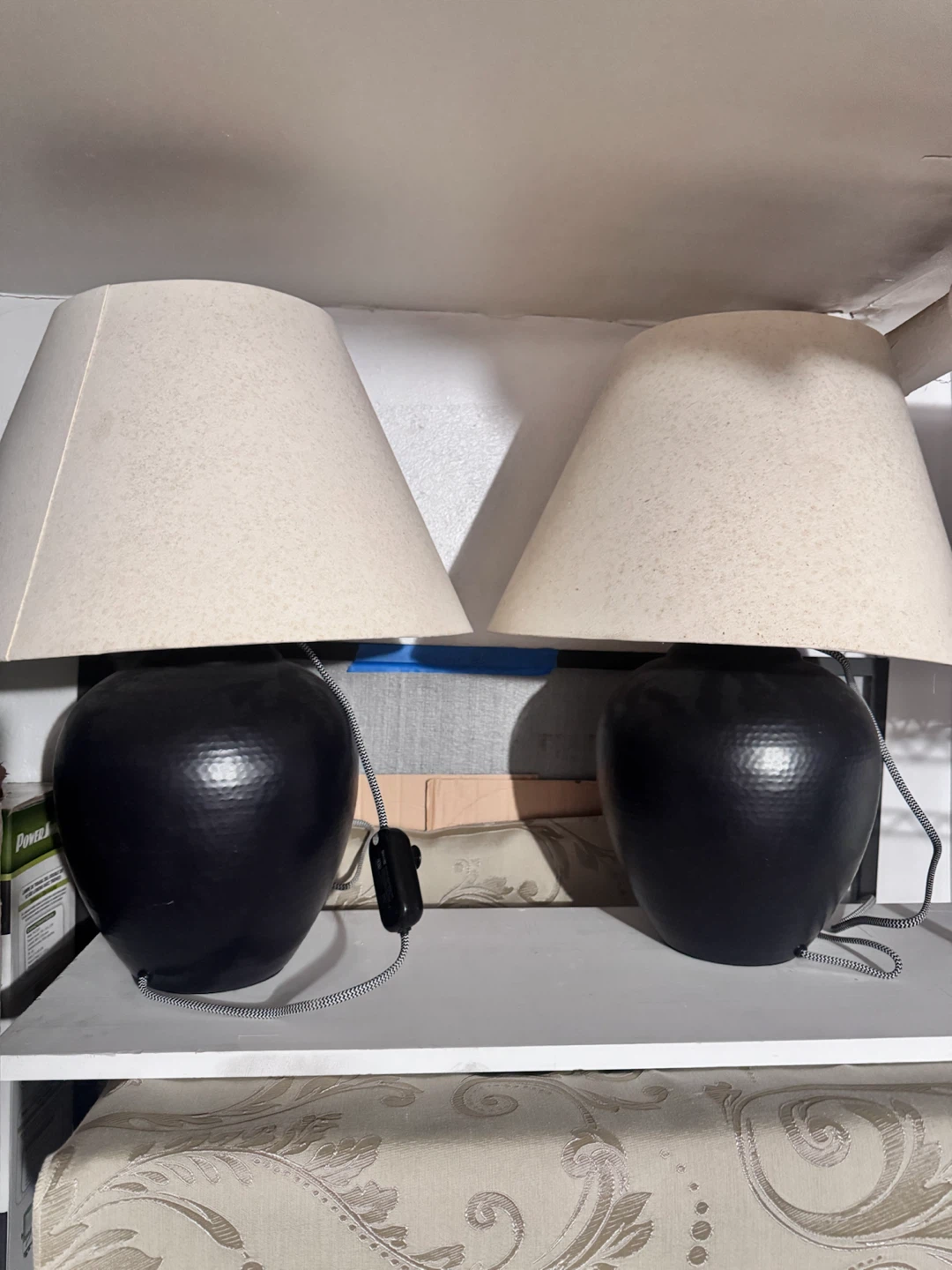 Black Ceramic Table Lamp with Beige Shade - photo 4