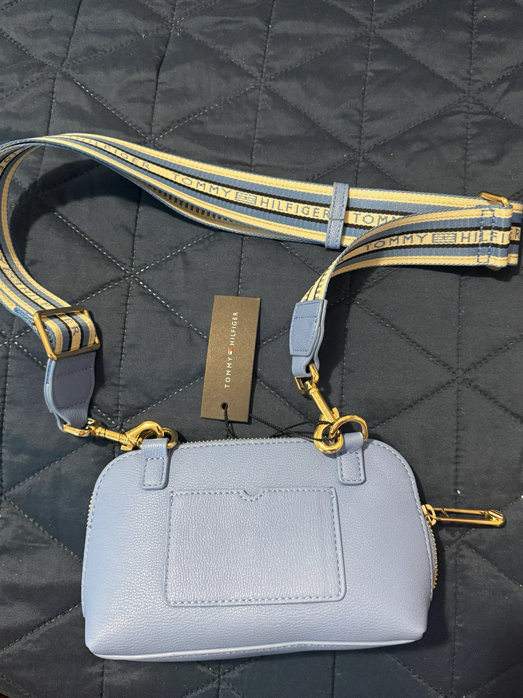Tommy Hilfiger Light Blue Crossbody Bag with Striped Strap - photo 2