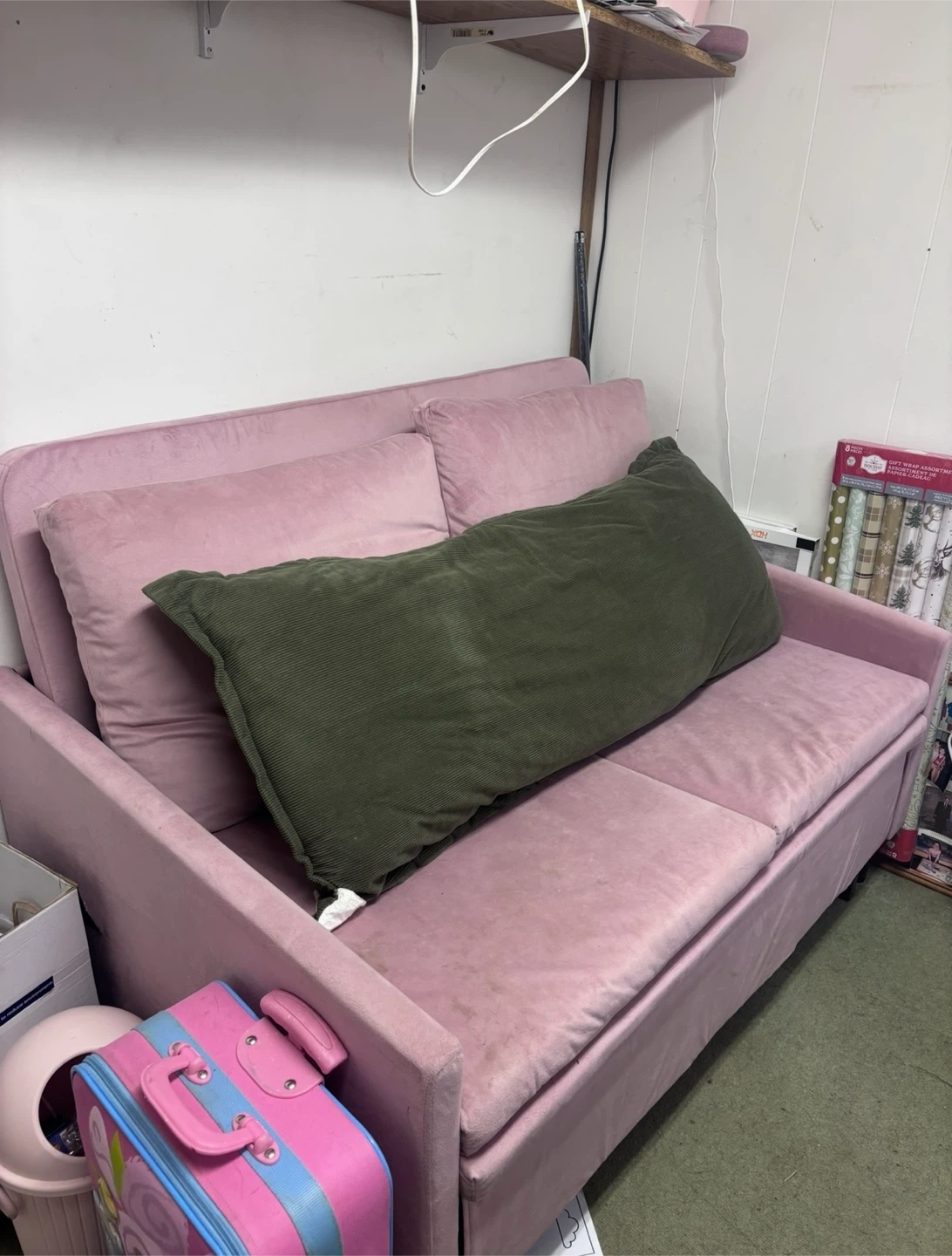Xspracer Pink Convertible Sleeper Sofa Bed Chair