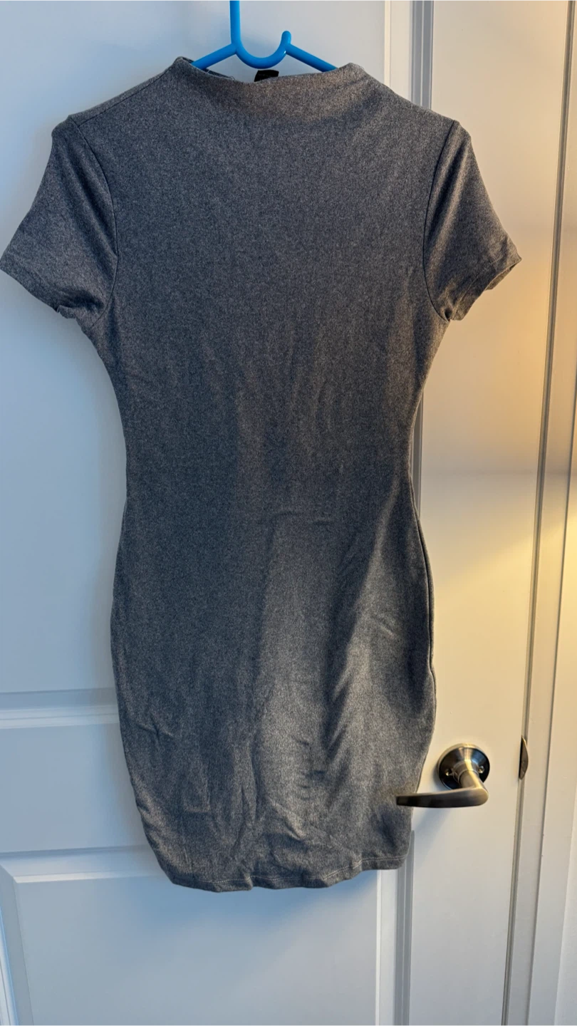 Grey Backless Lace-Up Dress