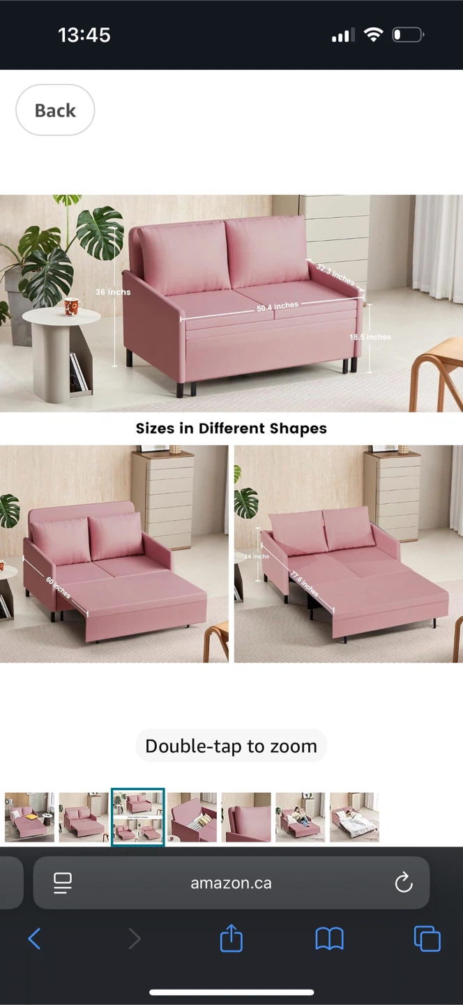 Xspracer Pink Convertible Sleeper Sofa Bed Chair - photo 3