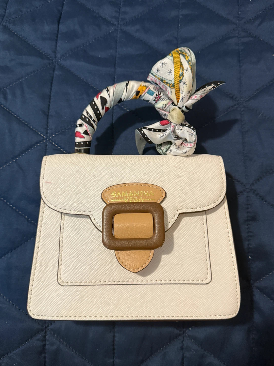 Samantha Vega Handbag with Scarf Accent