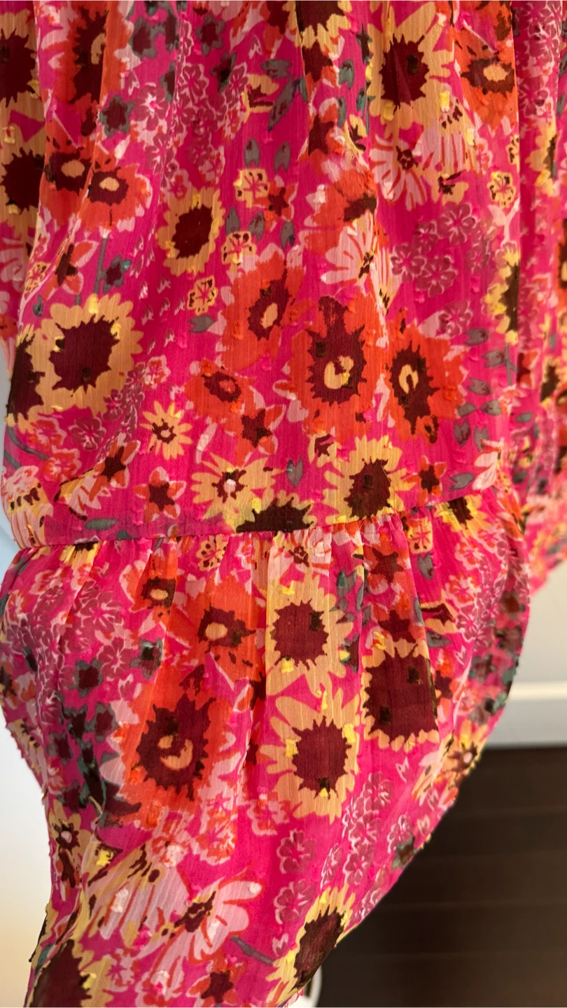 Pink Floral Mini Dress with Smocked Waist - photo 3