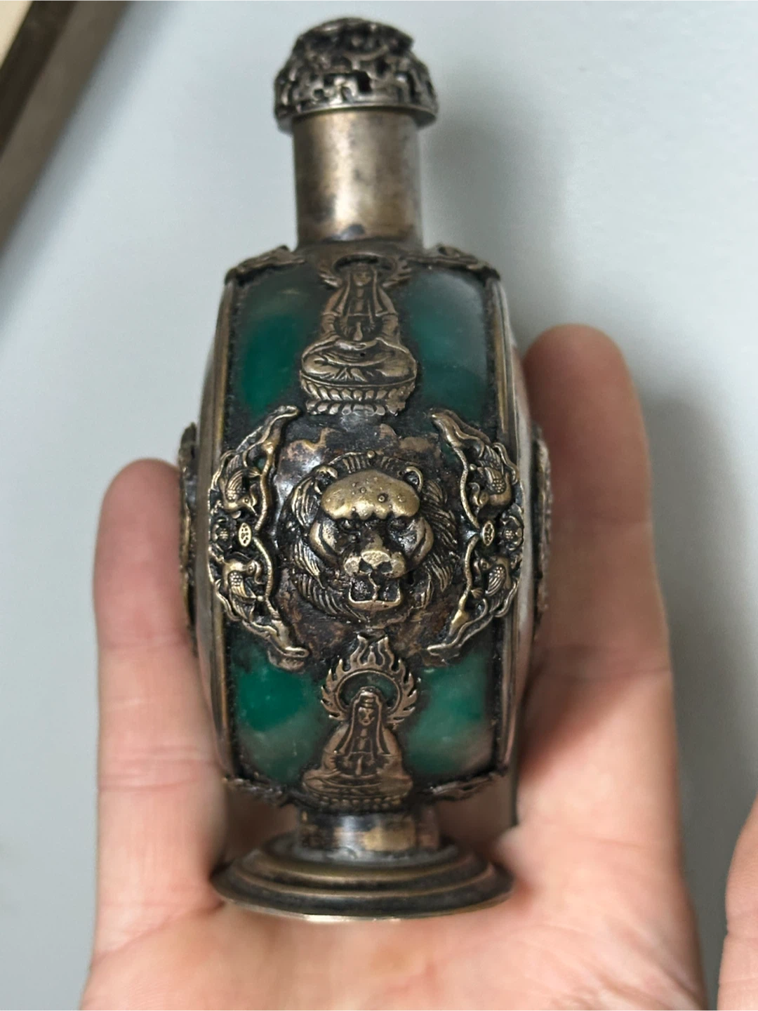 antique Tibetan metal-clad snuff bottle - photo 2