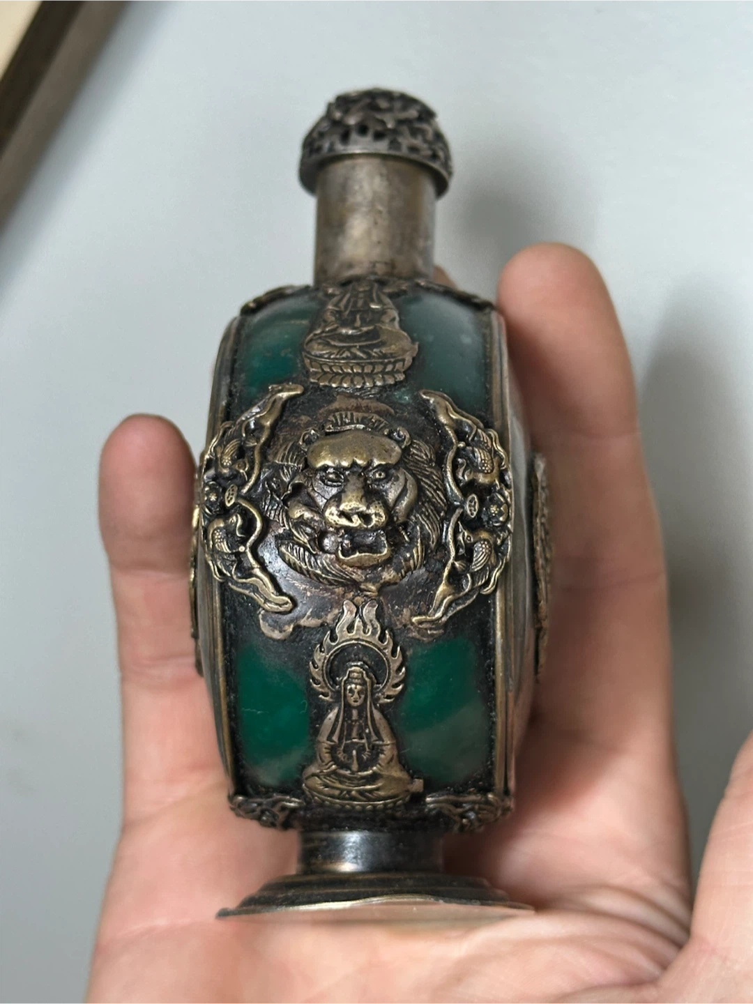 antique Tibetan metal-clad snuff bottle - photo 5
