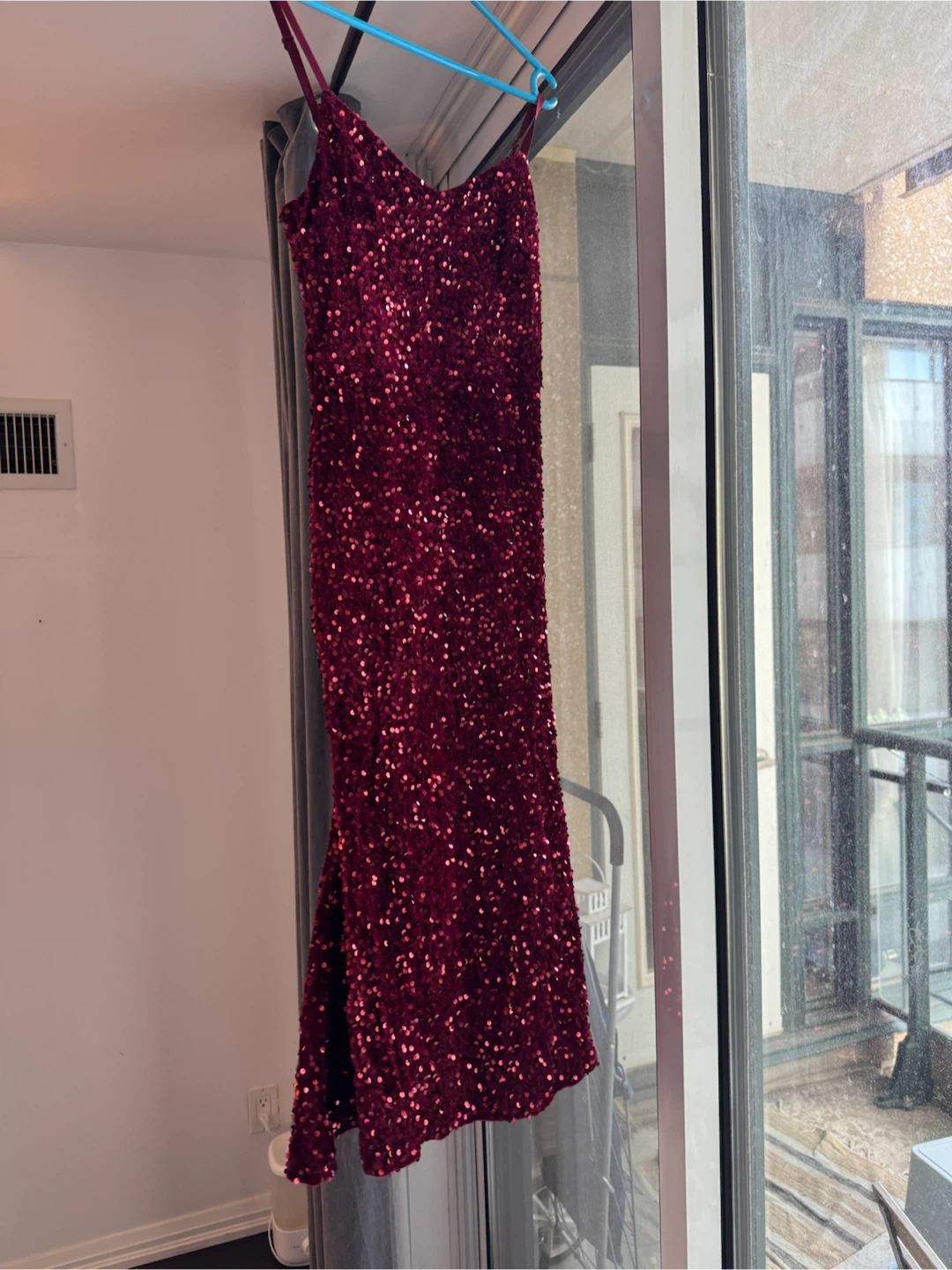 Burgundy Sequin Strappy Dress