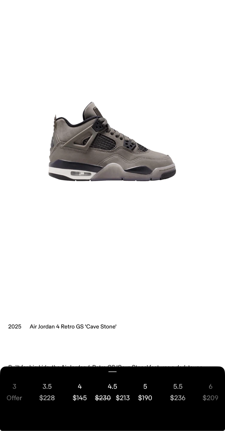 Air Jordan 4 Retro GS 'Cave Stone'