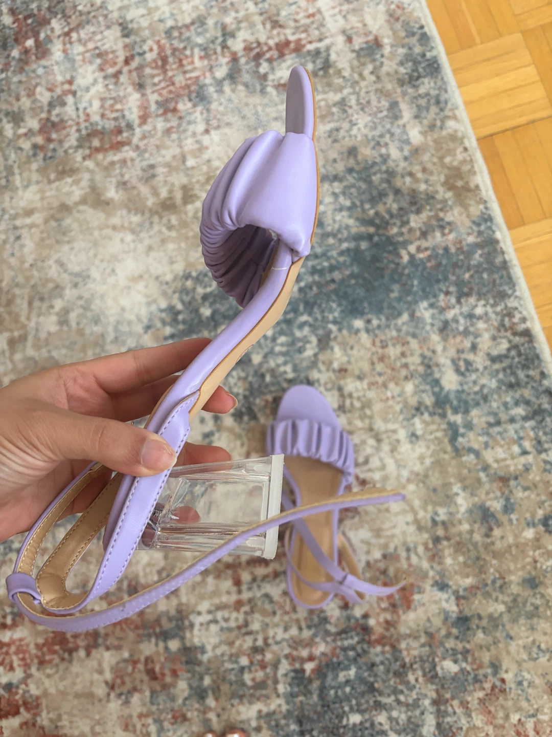 Lilac Ruched Block Heel Sandals Size 37 - photo 2