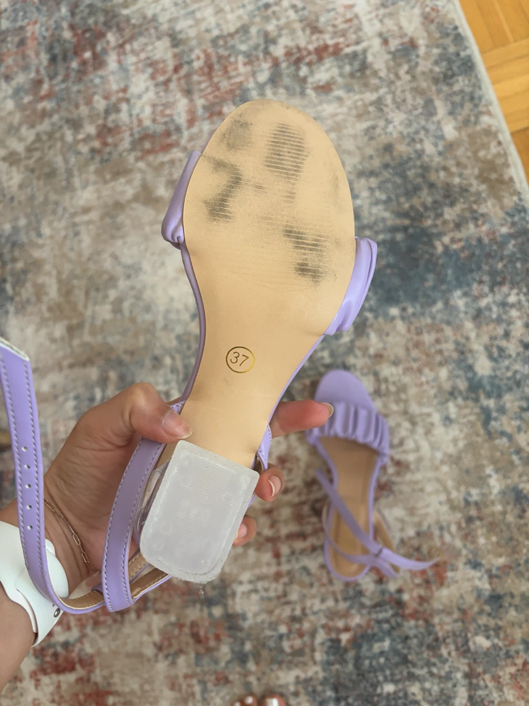 Lilac Ruched Block Heel Sandals Size 37 - photo 3