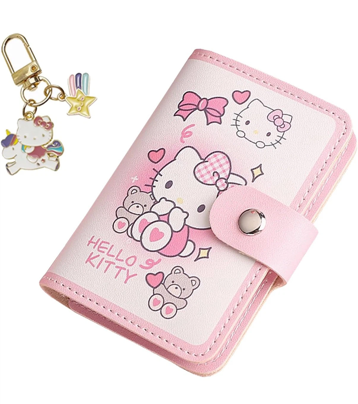 New Hello Kitty Credit Card Holder with 20 Card Slots & Keychain