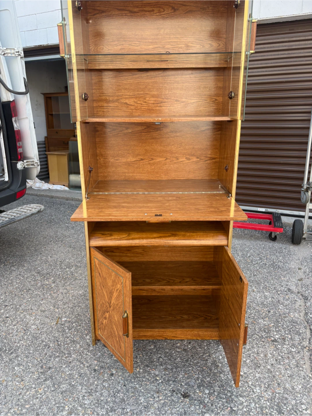 Free delivery used Vintage Wood and Glass Display Cabinet - photo 2