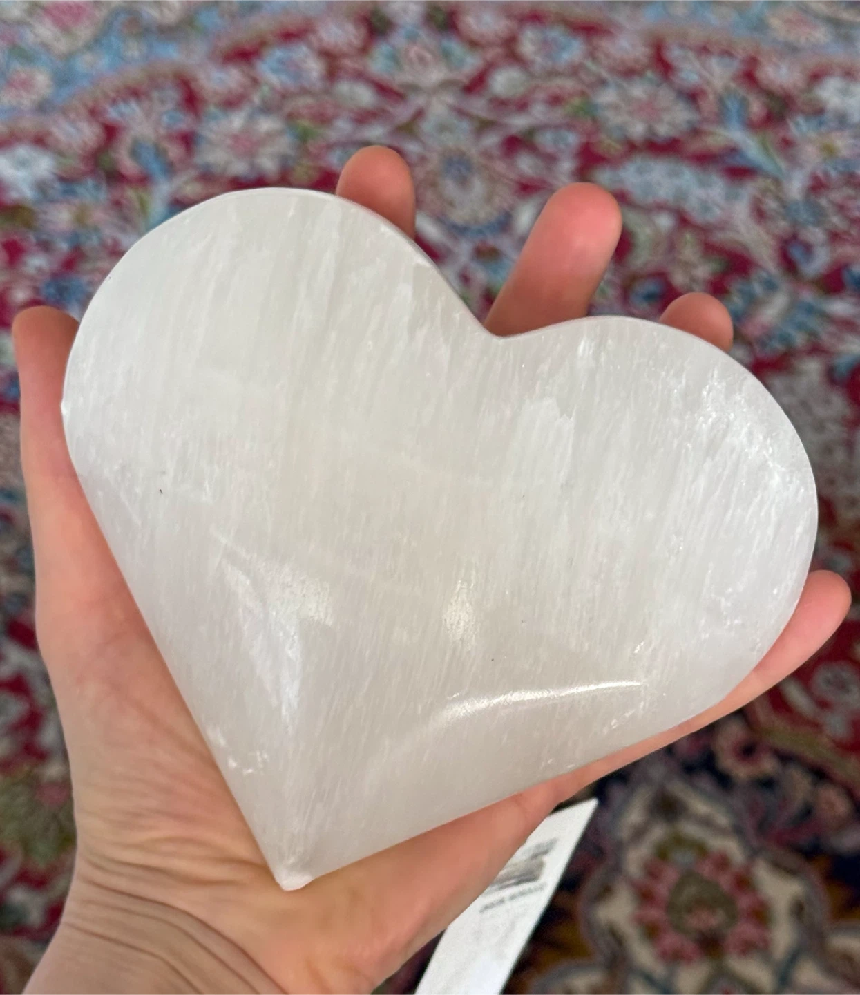 Large Bubbly Moroccan Selenite Crystal Hand-Carved Heart