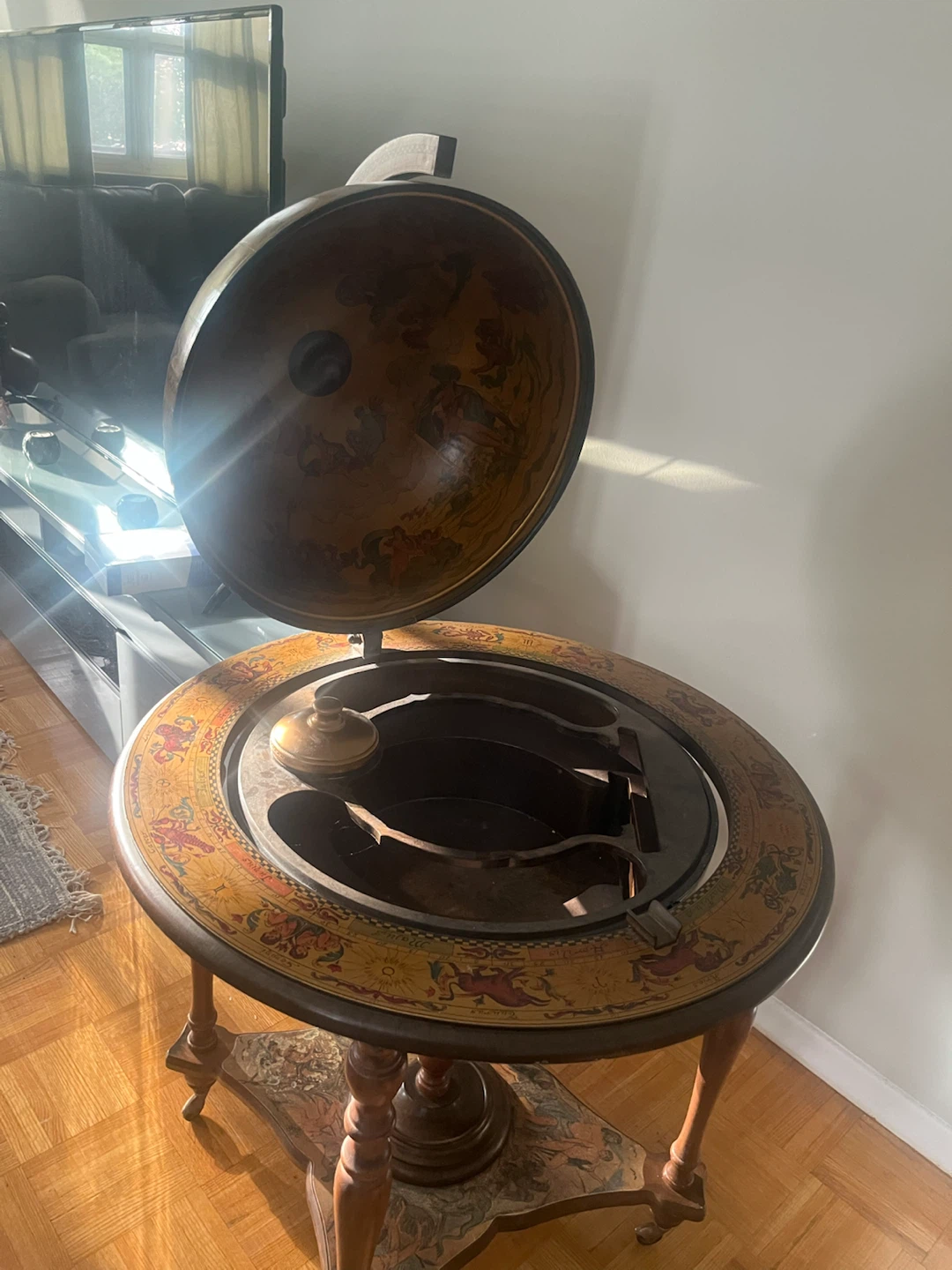 Vintage Style Floor Standing Globe Bar Cart on Wheels - photo 4