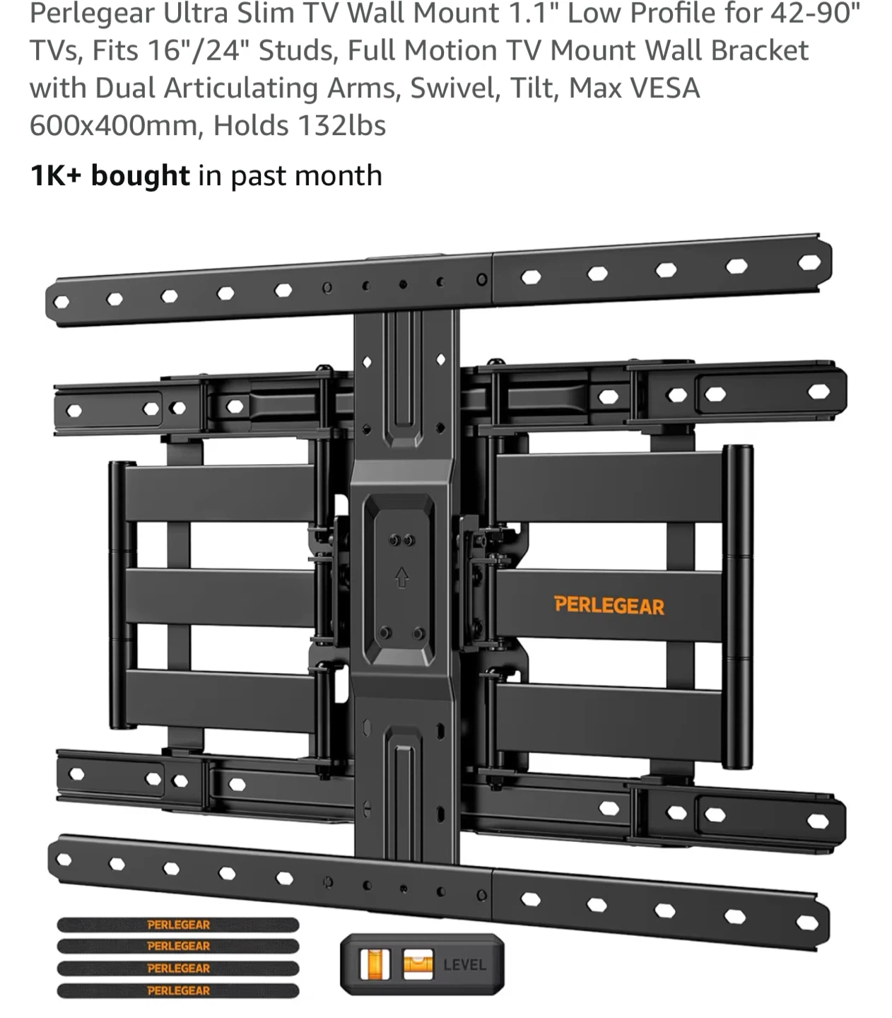 Perlegear Ultra Slim TV Wall Mount 42-90 inch - photo 2
