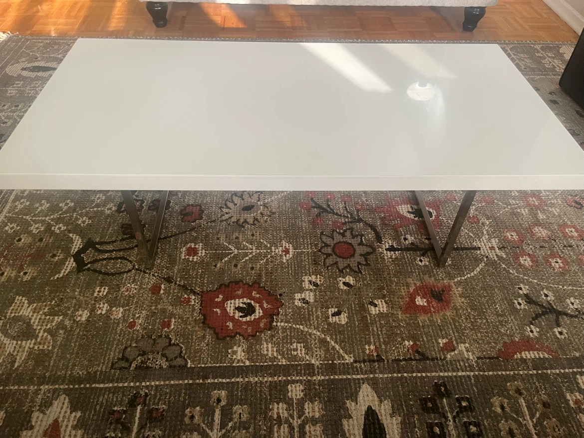 Modern High-Gloss White Coffee Table with Chrome Legs - photo 3