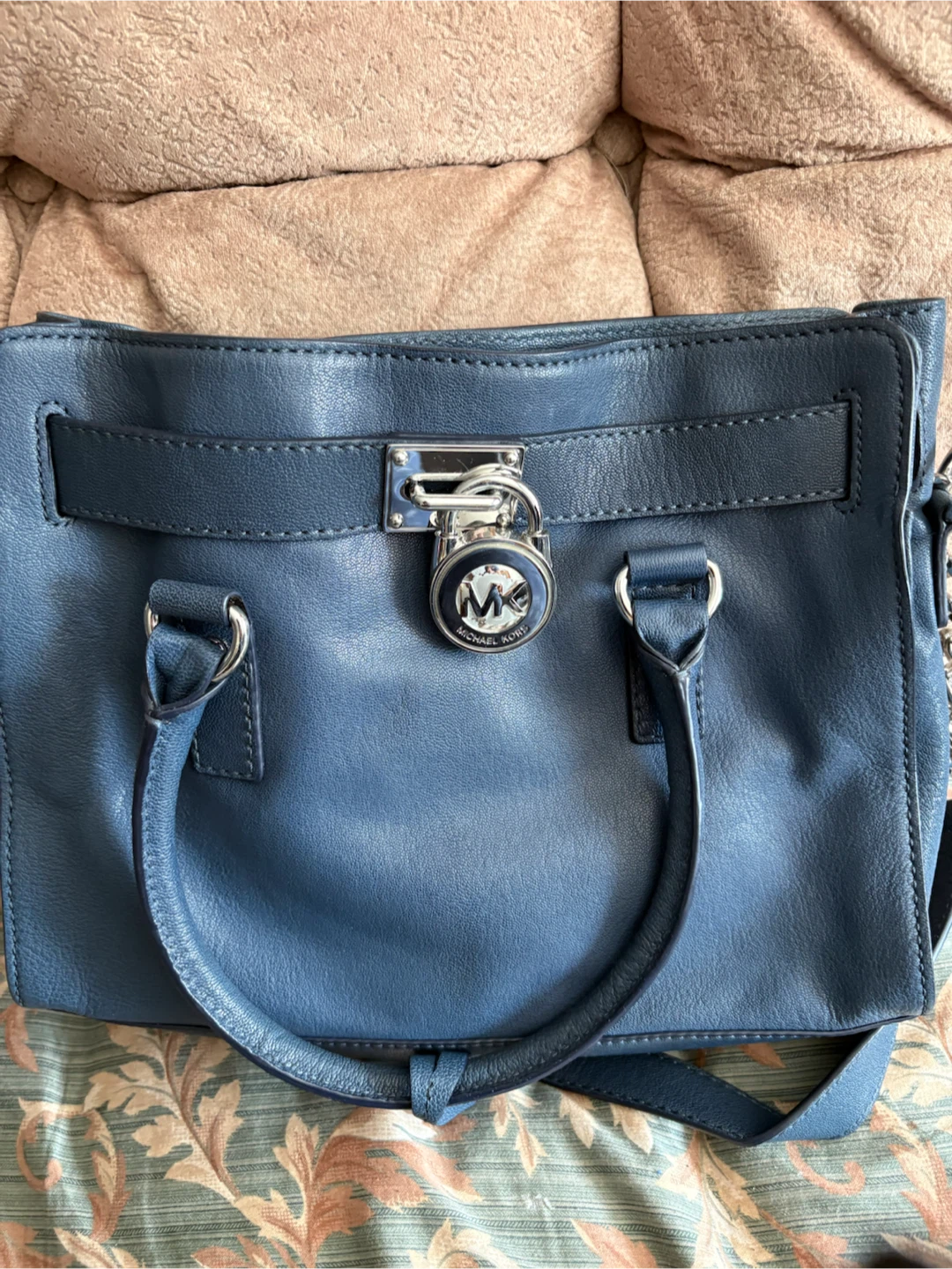 Michael Kors Blue Leather Satchel Handbag