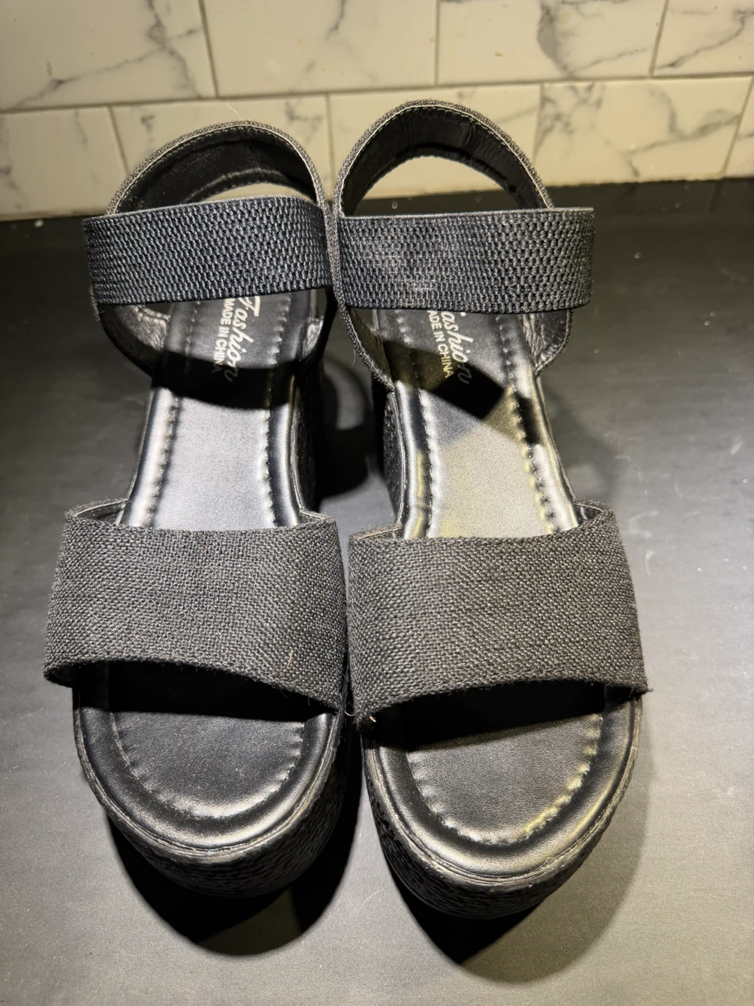 Black Wedge Sandals