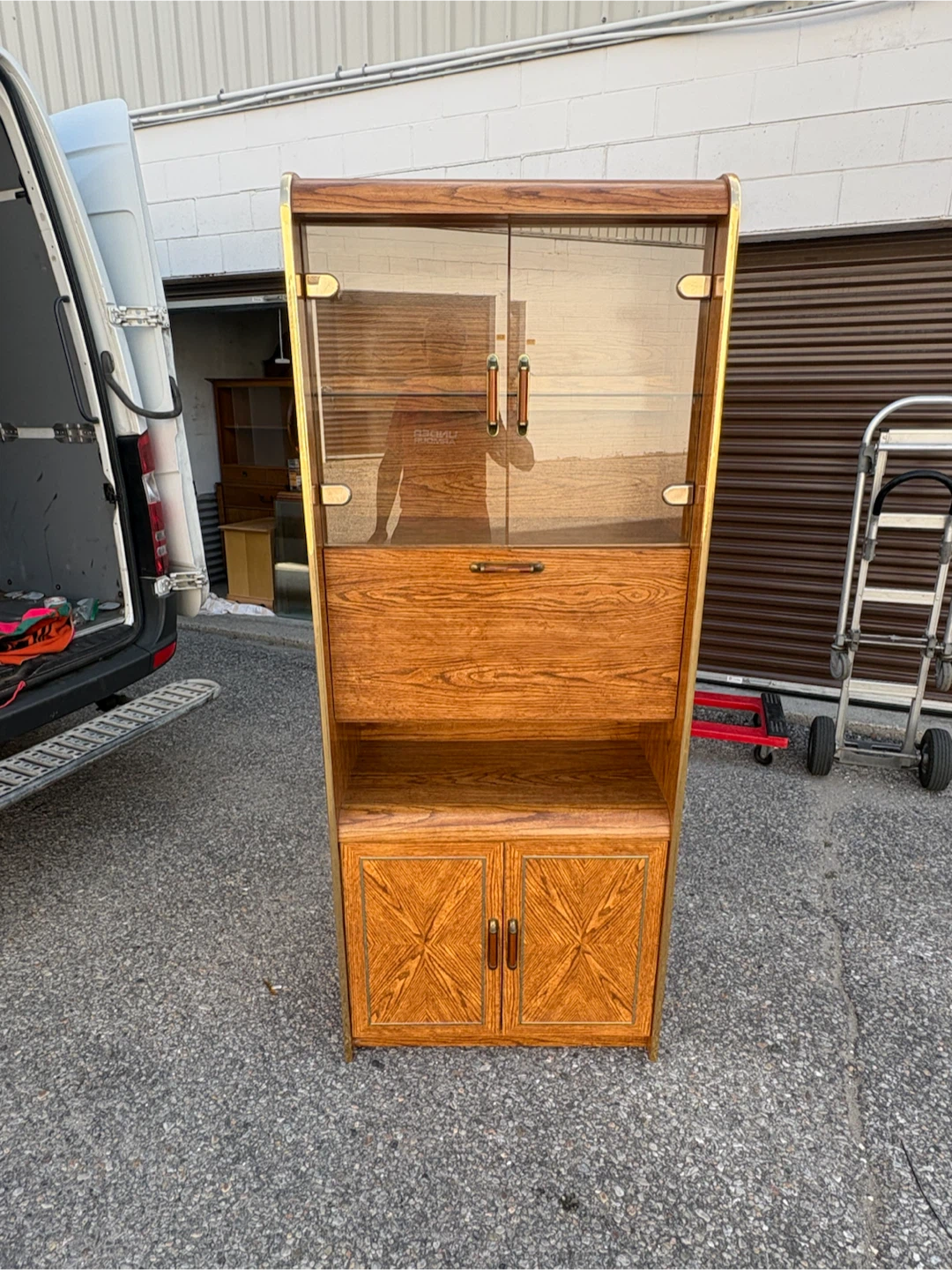 Free delivery used Vintage Wooden Display Cabinet