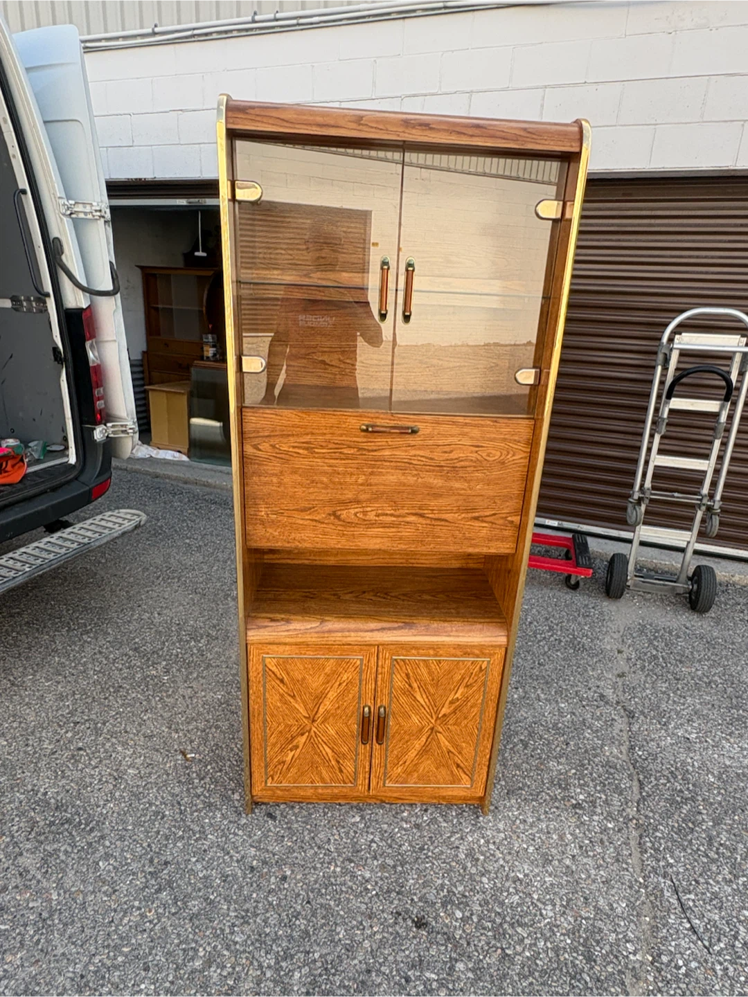 Free delivery used Vintage Wooden Display Cabinet - photo 2