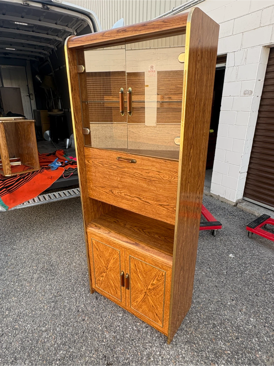Free delivery used Vintage Wooden Display Cabinet - photo 3