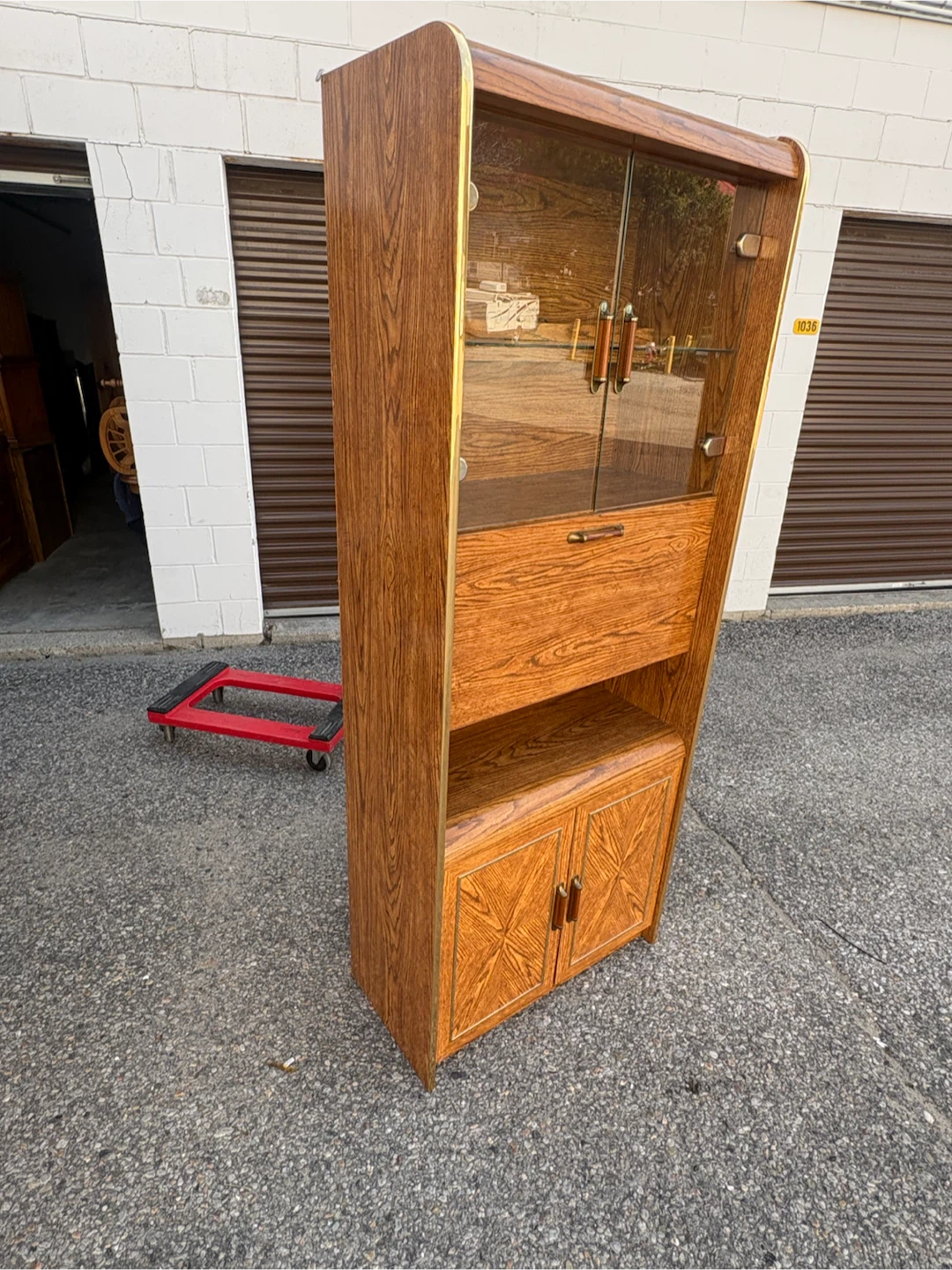 Free delivery used Vintage Wooden Display Cabinet - photo 4