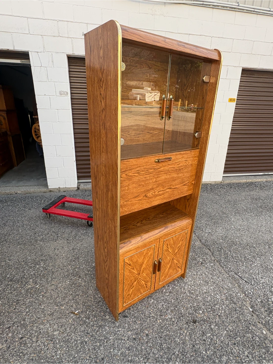 Free delivery used Vintage Wooden Display Cabinet - photo 5