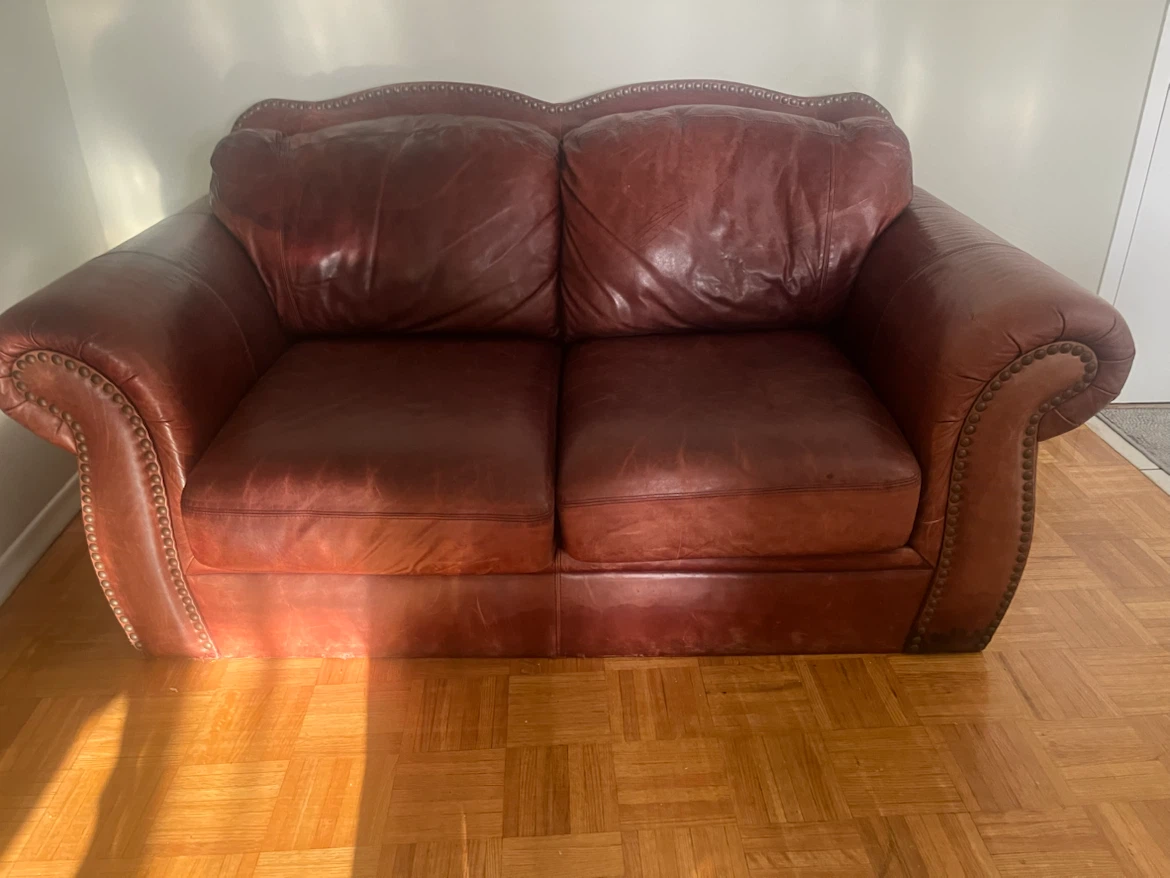 Classic Brown Leather Loveseat / 2-Seater Sofa - photo 2