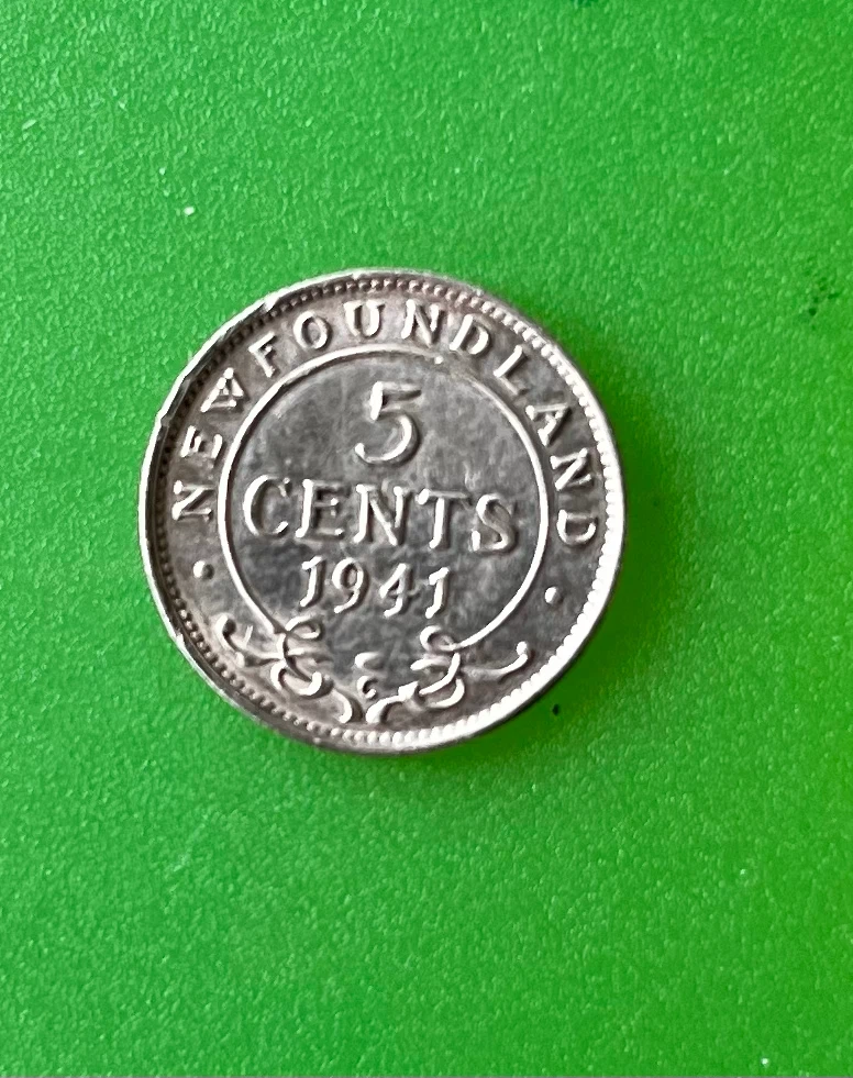 1941 Newfoundland 5 Cent Silver Coin
