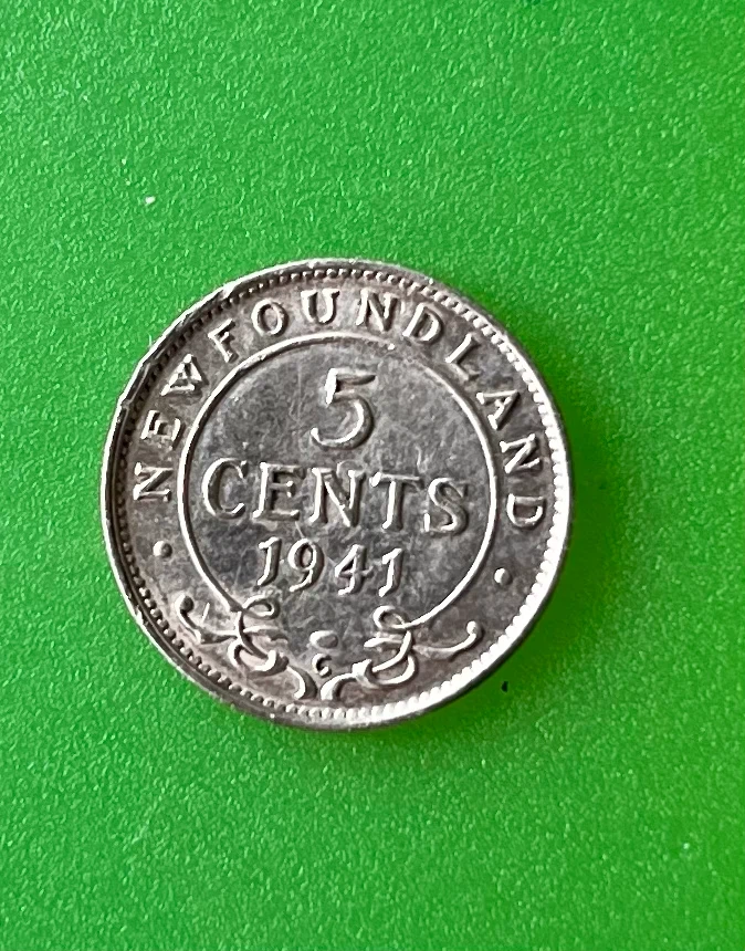 1941 Newfoundland 5 Cent Silver Coin - photo 5
