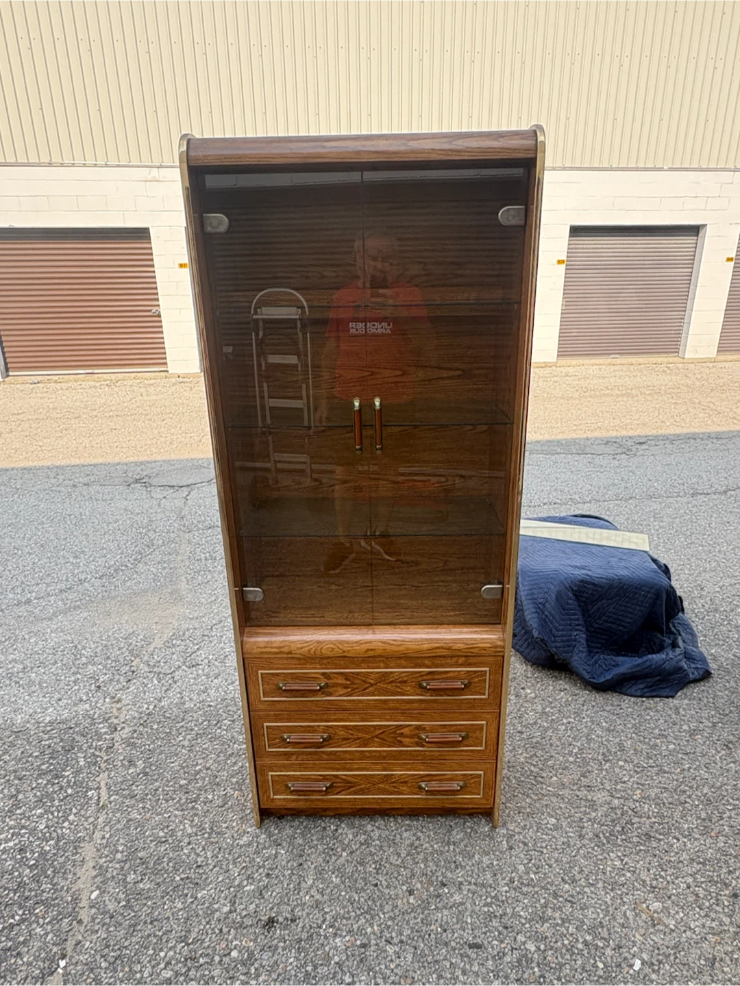 Free delivery used Vintage Display Cabinet with Drawers