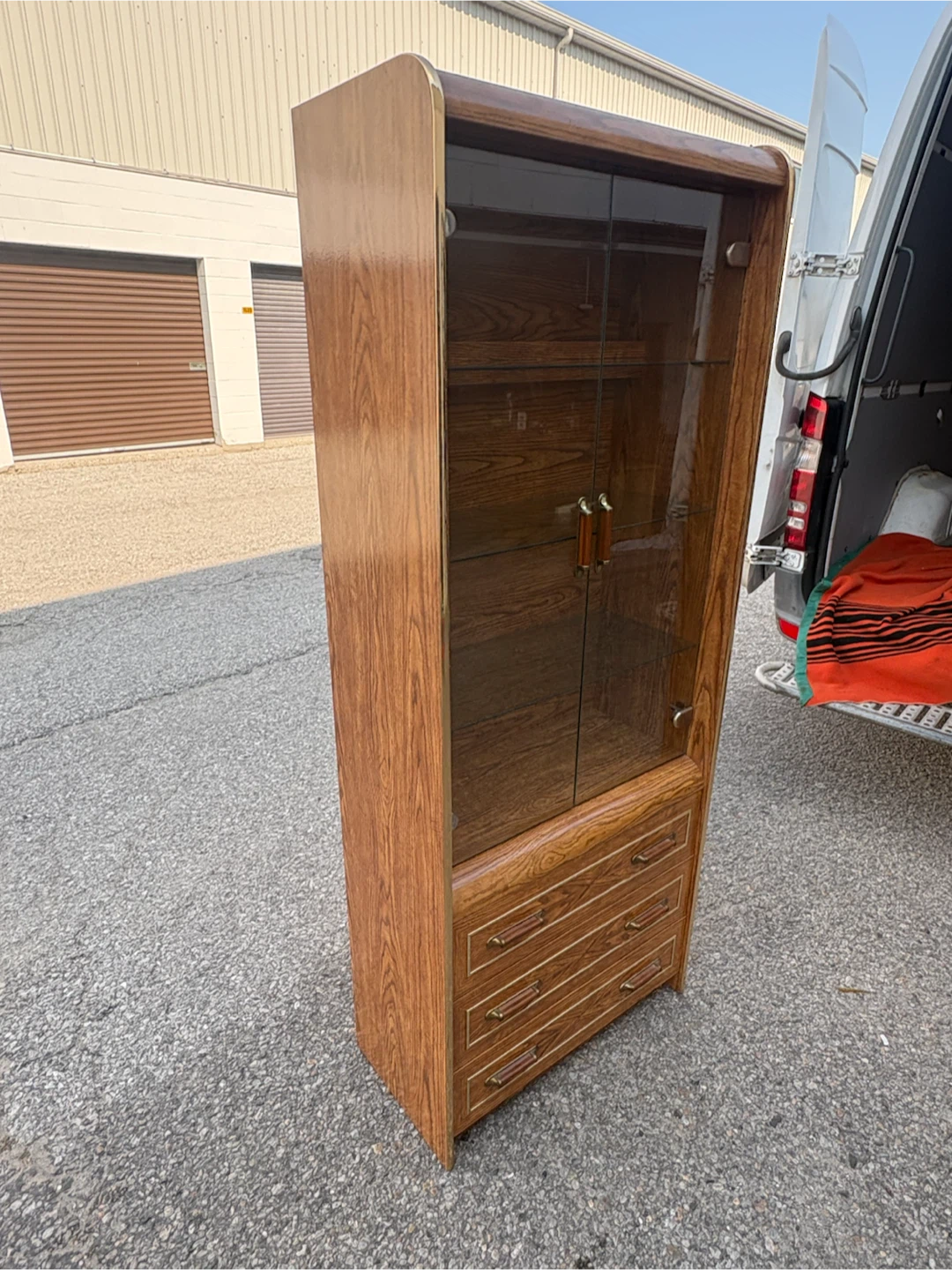 Free delivery used Vintage Display Cabinet with Drawers - photo 2