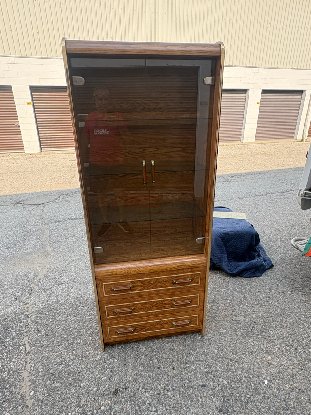 Free delivery used Vintage Display Cabinet with Drawers - photo 4