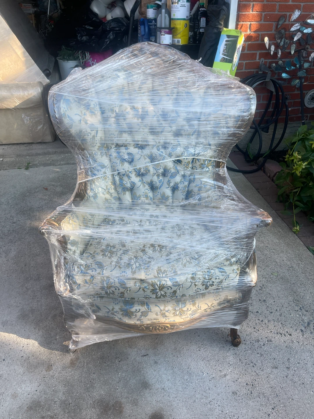 Vintage Floral Wingback Armchair