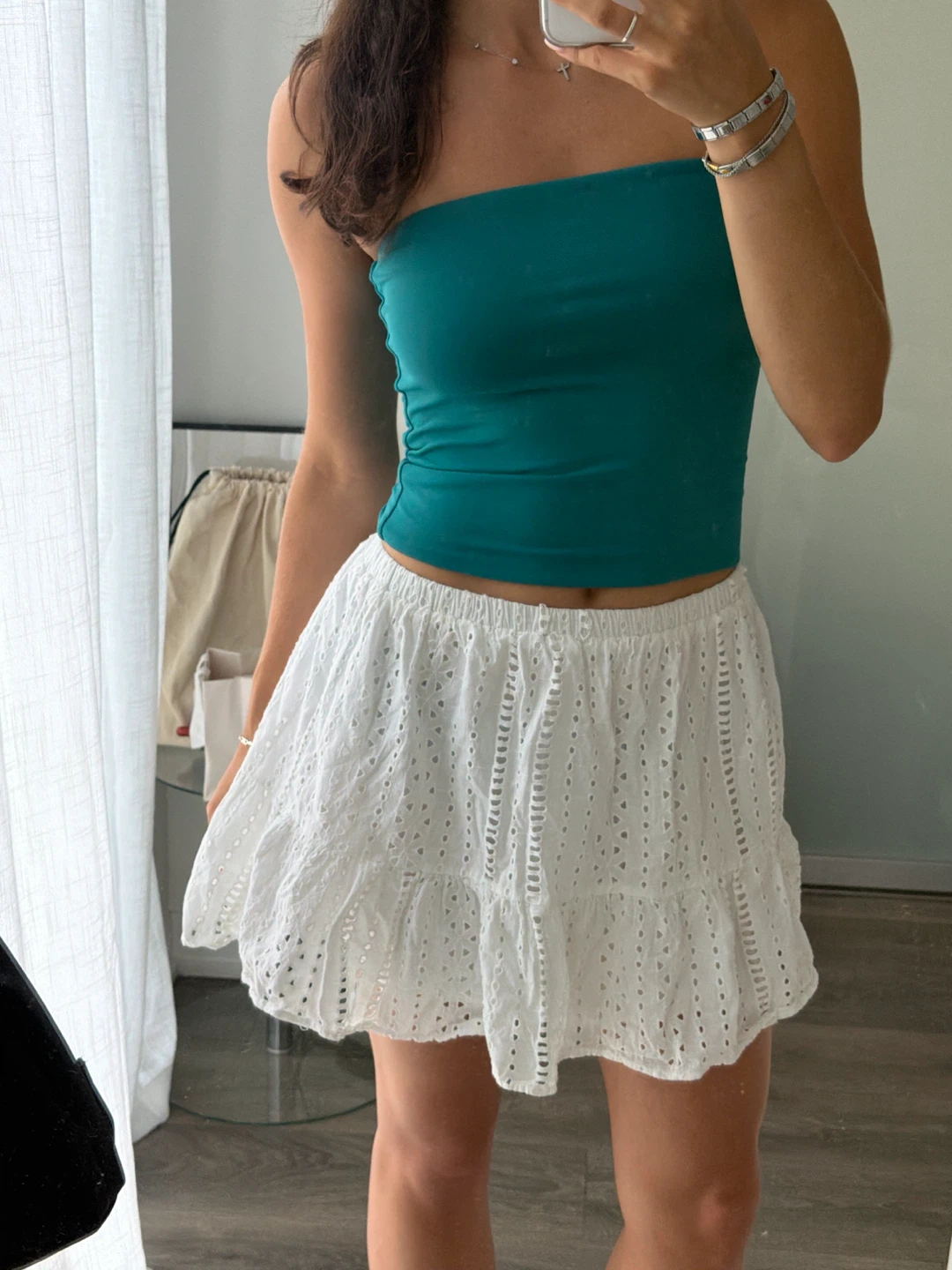 cotton white eyelet skirt