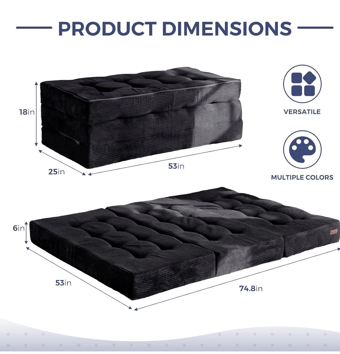 Tri-Foldable Futon Mattress - QUEEN SIZE - photo 5